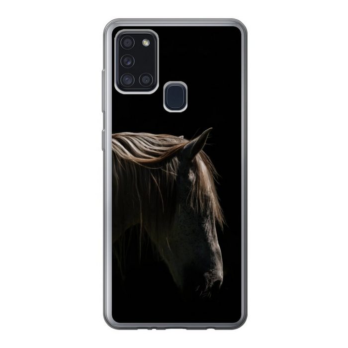 MuchoWow Handyhülle Pferd - Tiere - Weiß Handyhülle Samsung Galaxy A21s Smartphone-Bumper Print Handy