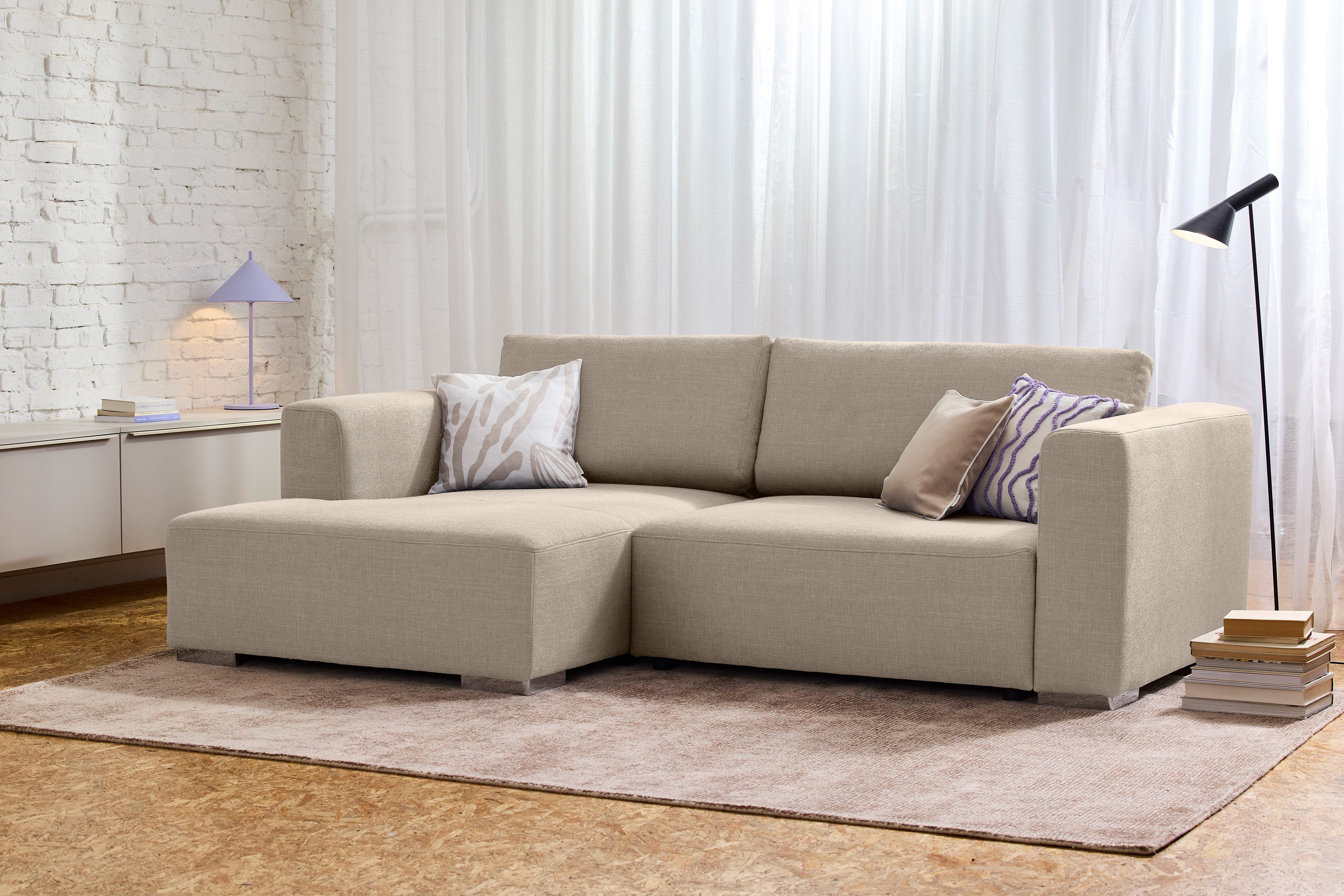 TOM TAILOR HOME Ecksofa HEAVEN – kubisches Sofa im klassischem Look – mit festem Sitz, optional mit Schlaffunktion – in vielen schönen Stoffen