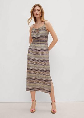 Comma Maxikleid Kleid mit Strickmuster angedeuteter Tunnelzug, Raffung