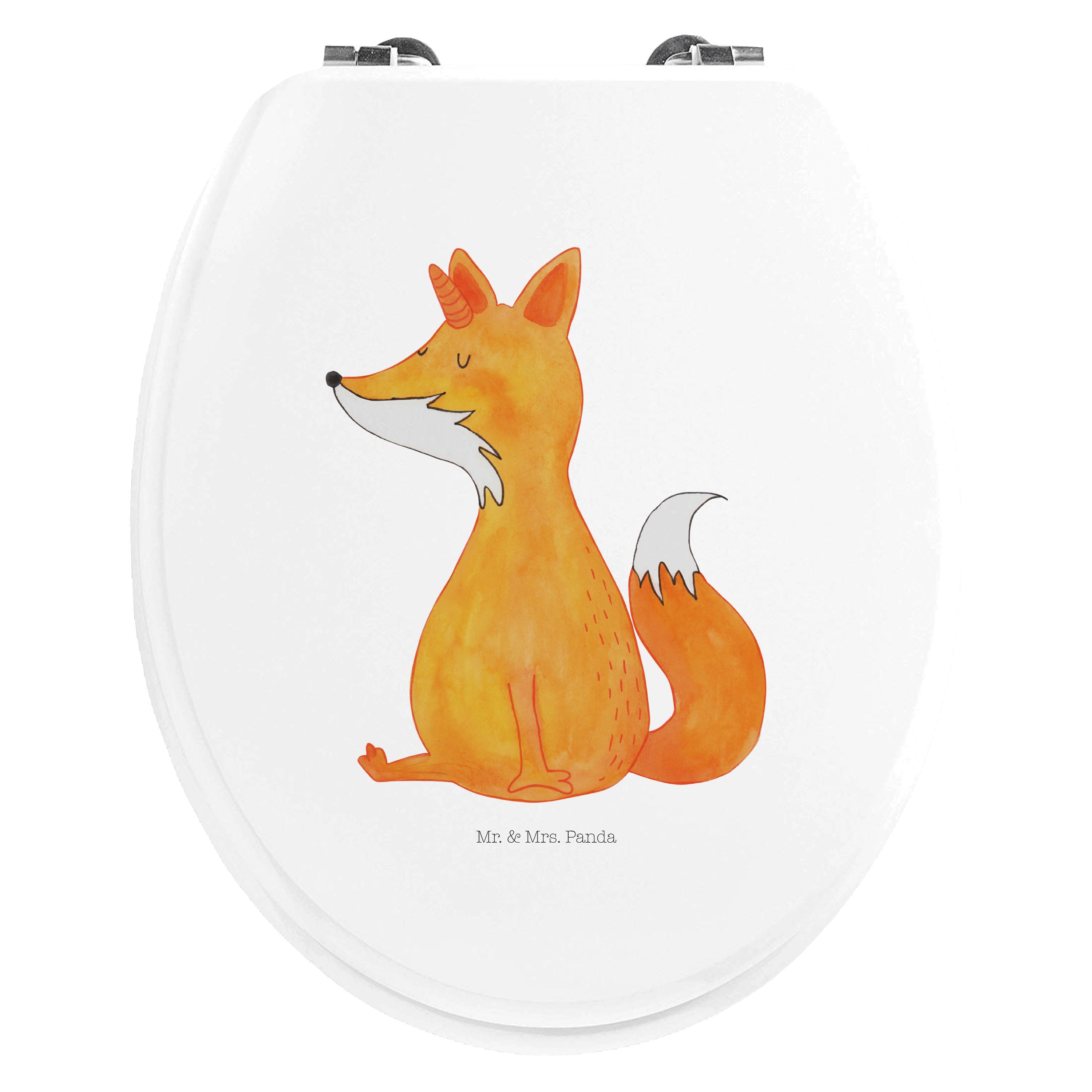 WC-Sitz Einhorn Fuchs - Weiß - Geschenk, Fuchshorn, Toilette, Toilettendeckel