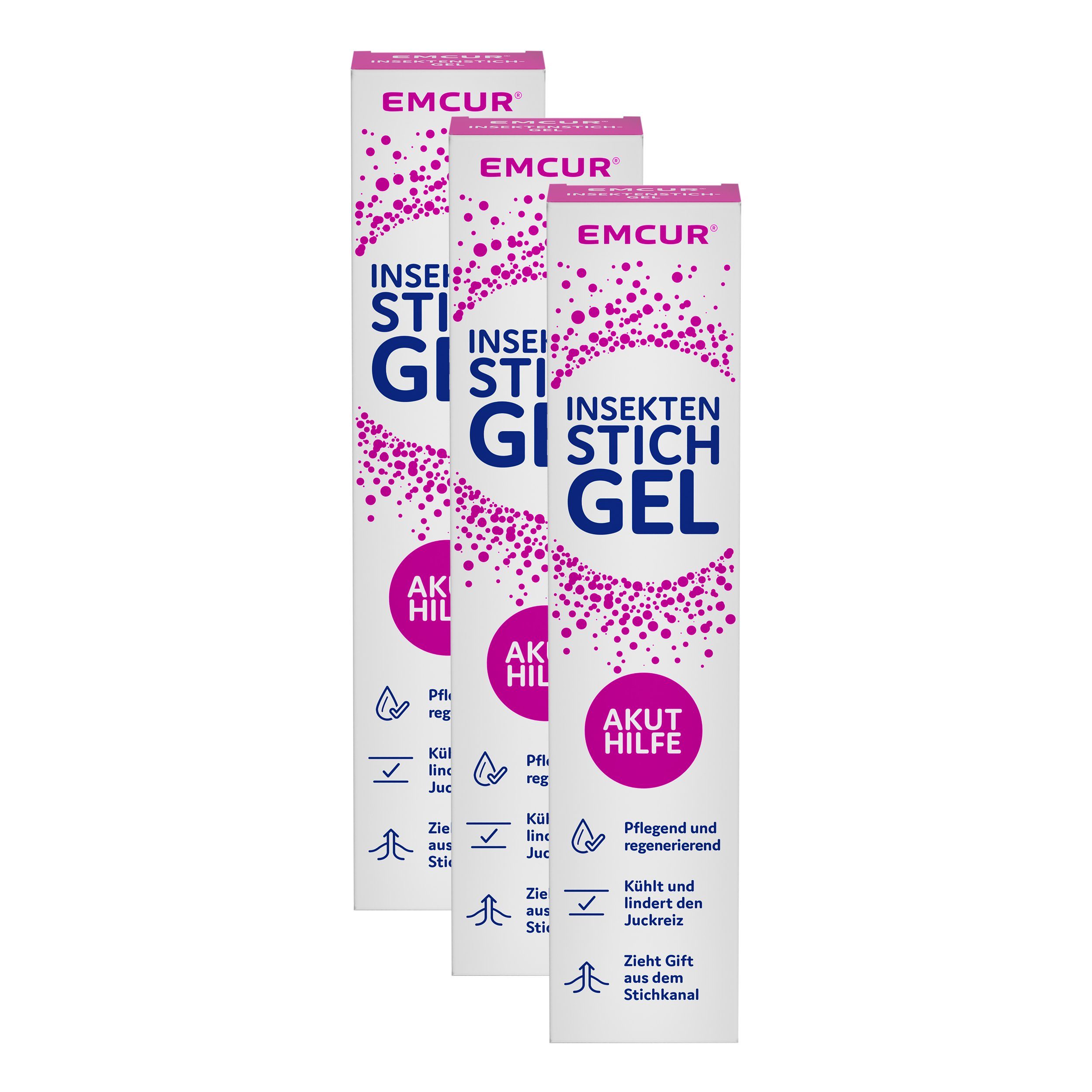 EMCUR Hautpflegegel Insektenstich-Gel, 3 x 20 ml, gegen Juckreiz, Wespen- Bremsen- und Mückenstiche