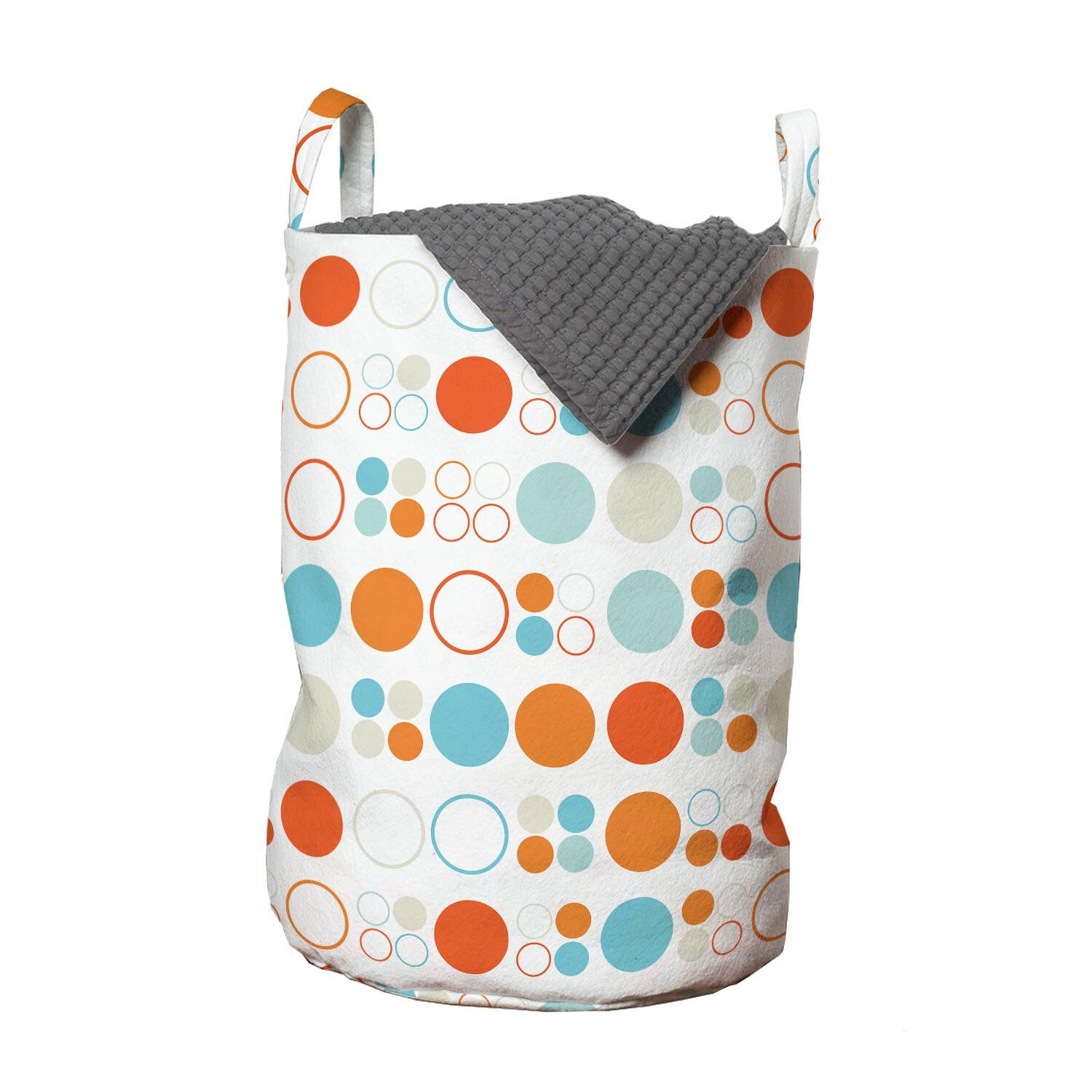 Abakuhaus Wäschesäckchen Wäschekorb mit Griffen Kordelzugverschluss für Waschsalons, Geometrisch Bunte Oval Ringe