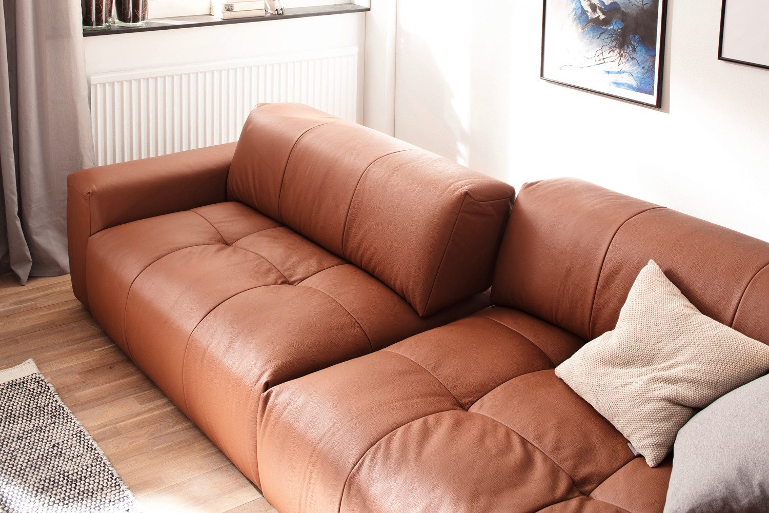KAWOLA 3-Sitzer PALACE, Big Sofa Couch mit Sitztiefenverstellung Leder verschiedene Farben