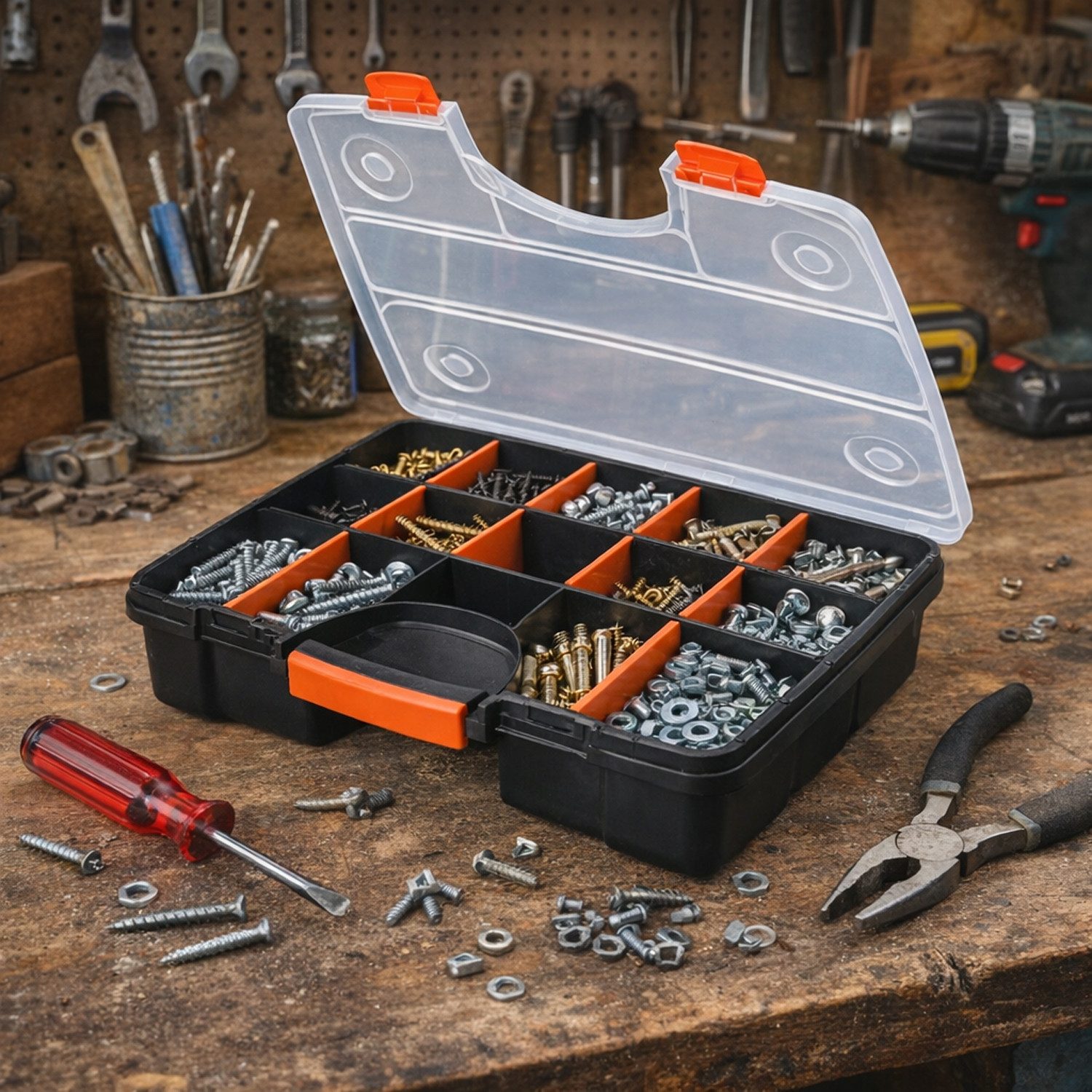Mojawo Uhrenbox 2 Stück XL Organizer Sortimentskasten Kleinteilemagazin Schraubenbox