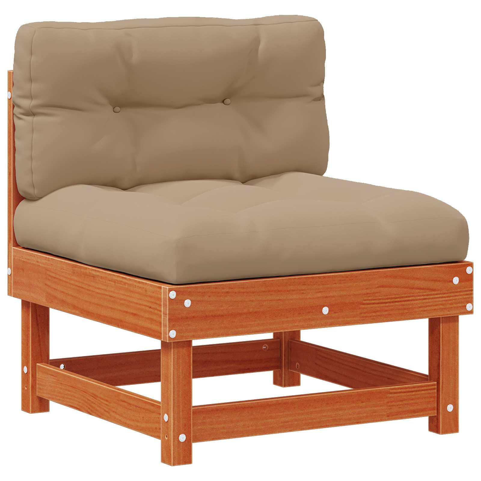 vidaXL Sofaelement Garten Mittelssofa Massives Kiefernholz Wachsbraun