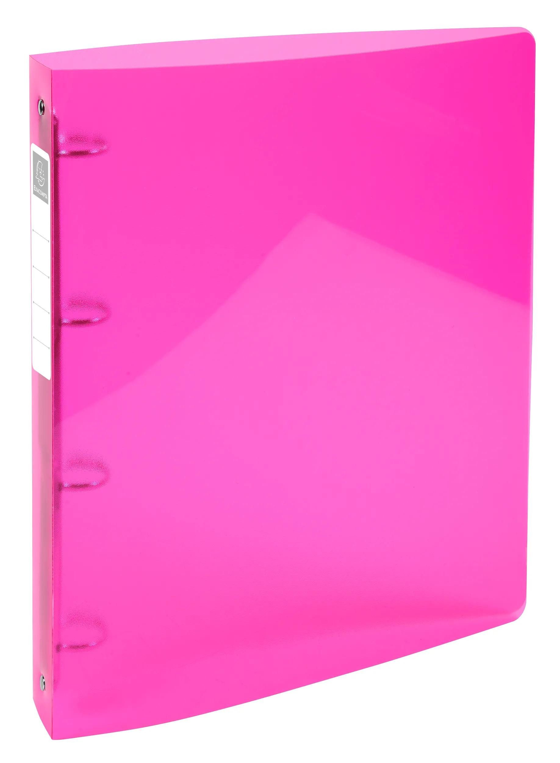 EXACOMPTA Ringbuchmappe 10x mittelfestes Ringbuch 4 Ringe, PP 700µ, PP- A4 Maxi, Rosa, 51774E, PP Ringbücher