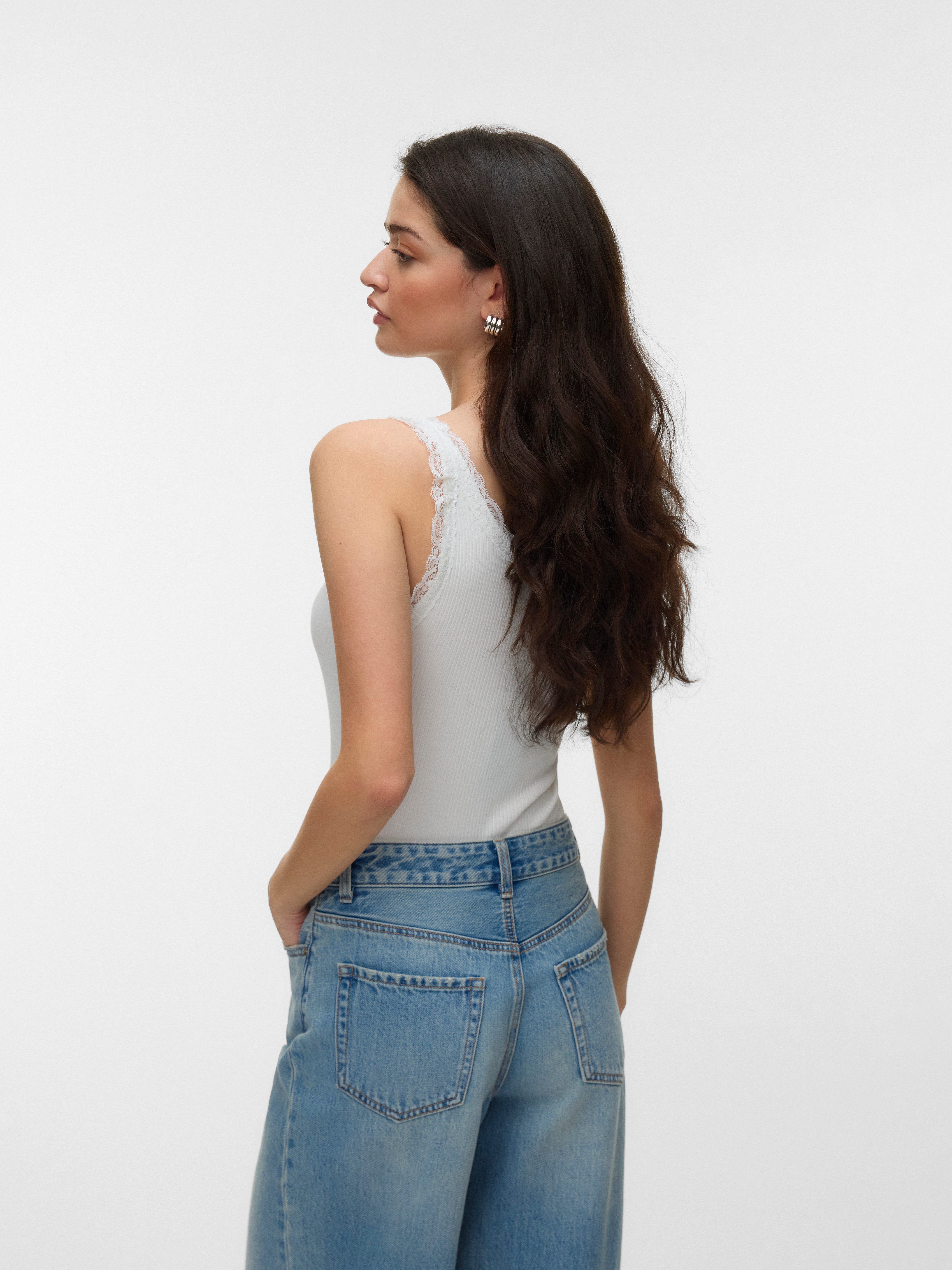 Vero Moda Tanktop VMNANA LACE TANK TOP JRS NOOS Baumwollmischung
