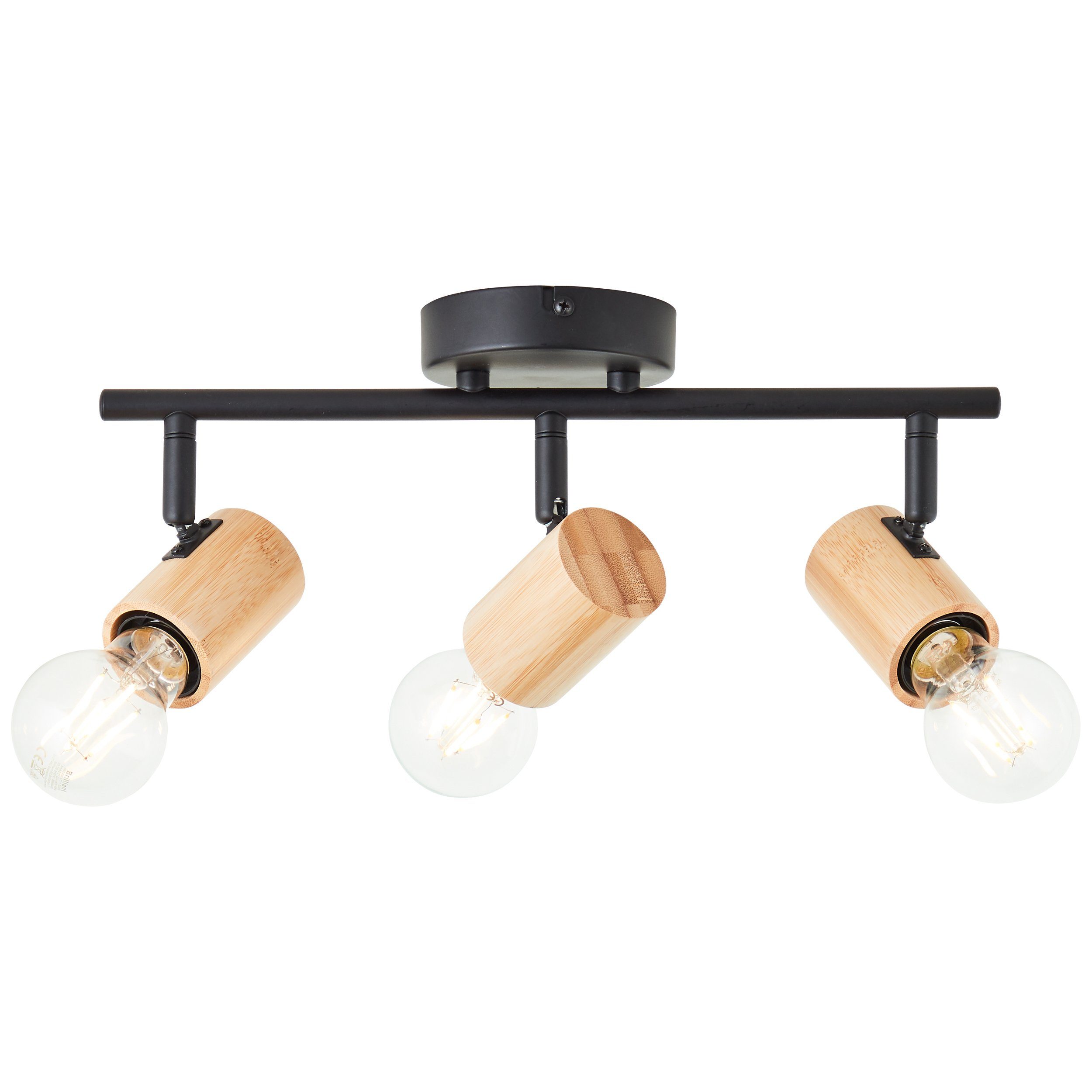 Brilliant Deckenstrahler Kerry, ohne Leuchtmittel, Breite 36 cm, E27, Metall/Bambus, schwarz/natur
