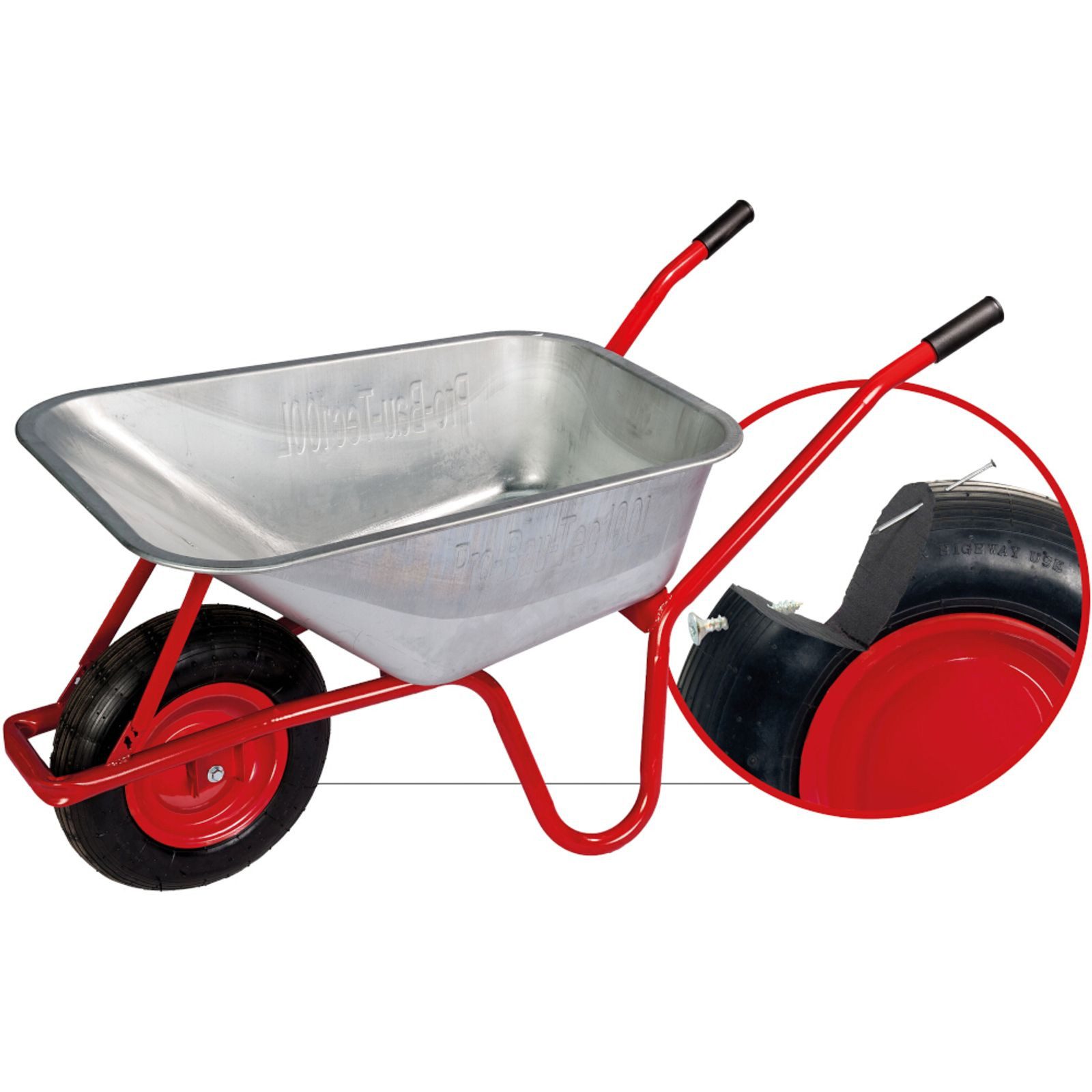 Pro-Bau-Tec Schubkarre Garten- & Baukarre Schubkarre Gartenwagen Futterkarre 100 l mit PU-Rad
