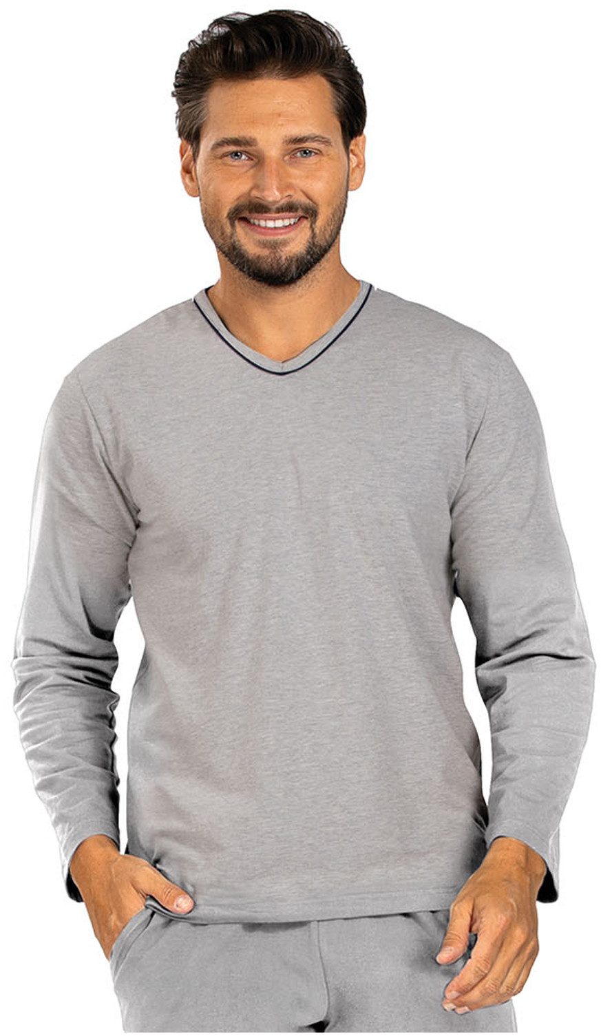 Comte Pyjamaoberteil Mix & Match (Packung, 1-tlg) Herren Pyjamaoberteil Schlafshirt Langarm Baumwolle