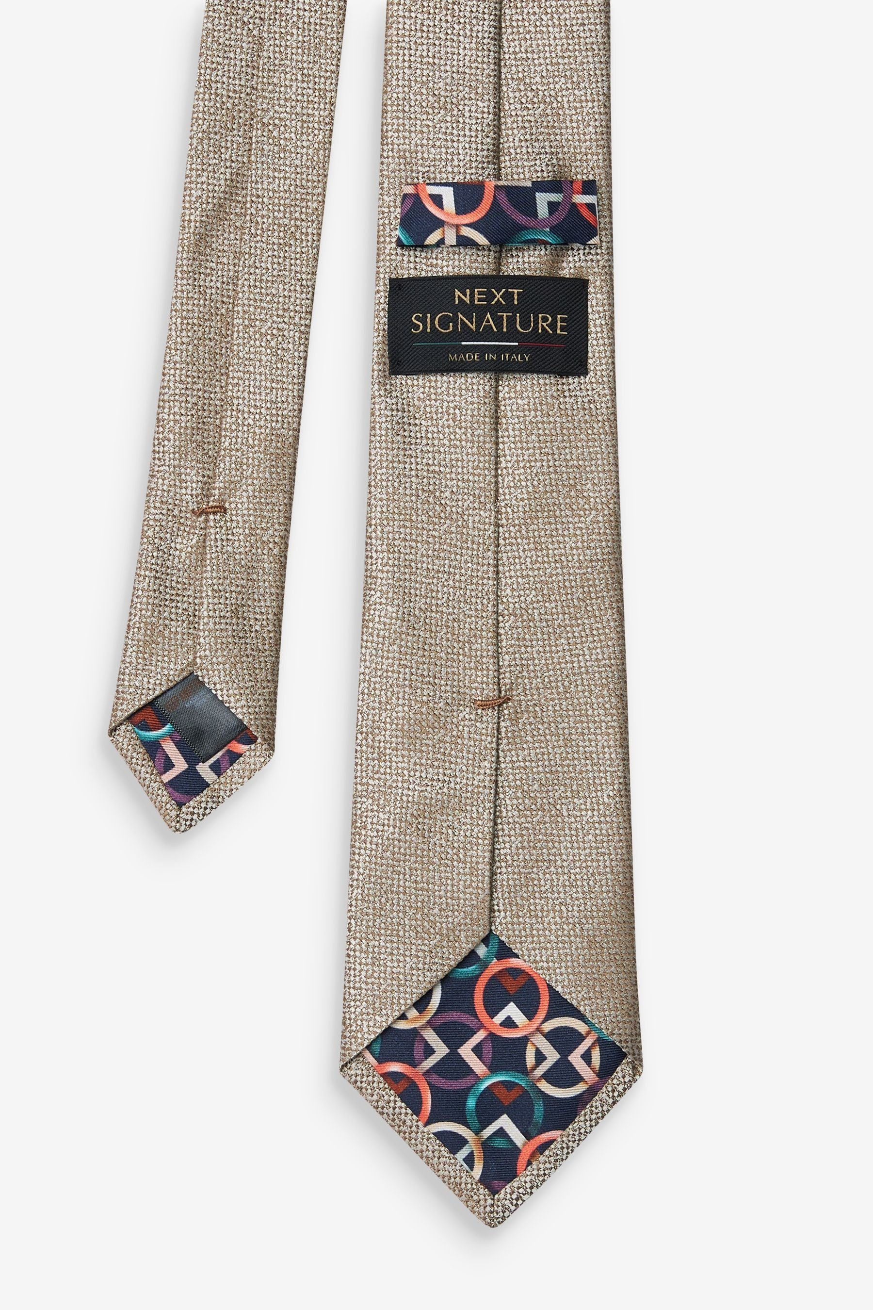 Next Krawatte Signature-Krawatte, hergestellt Italien in (1-St) Neutral Brown