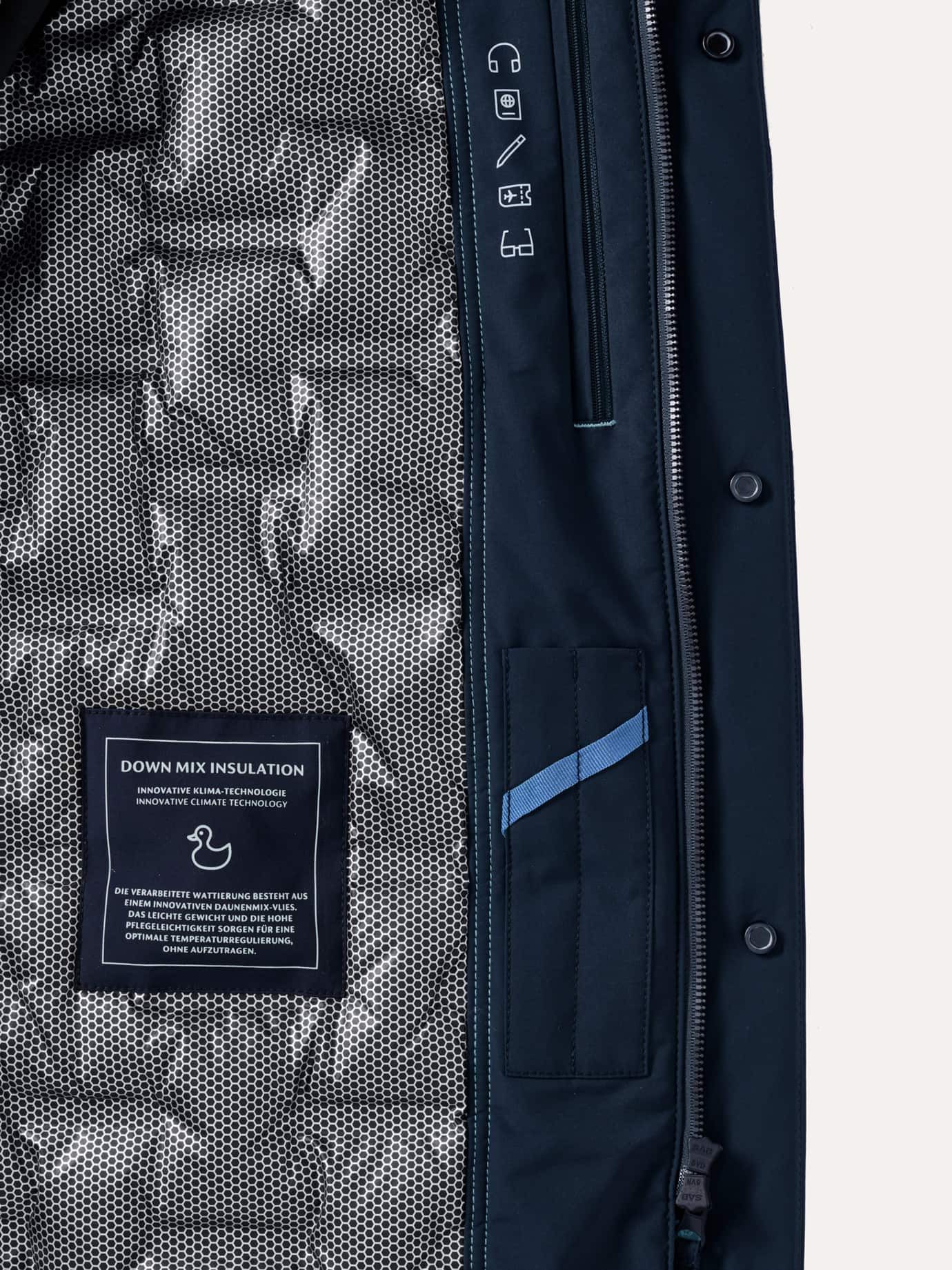 Walbusch Parka Herren Aquastop Daunen Hybrid Jacke mit Kapuze mit echter Daune, Knopfleiste sowie wasserdicht und atmungsaktiv – Bild 4 von 4