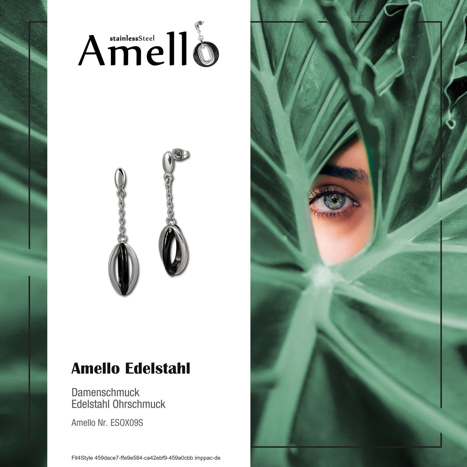 Amello Paar Ohrhänger Amello Ohrringe Damen Edelstahl Ellipse (Stainless Keramik Ohrhänger Steel), (Ohrhänger), in Edelstahl silberfarben