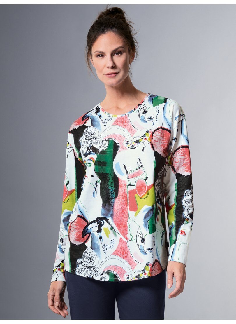 Trigema Schlafanzug TRIGEMA Schlafanzug mit Print Langarm abstraktem Oberteil