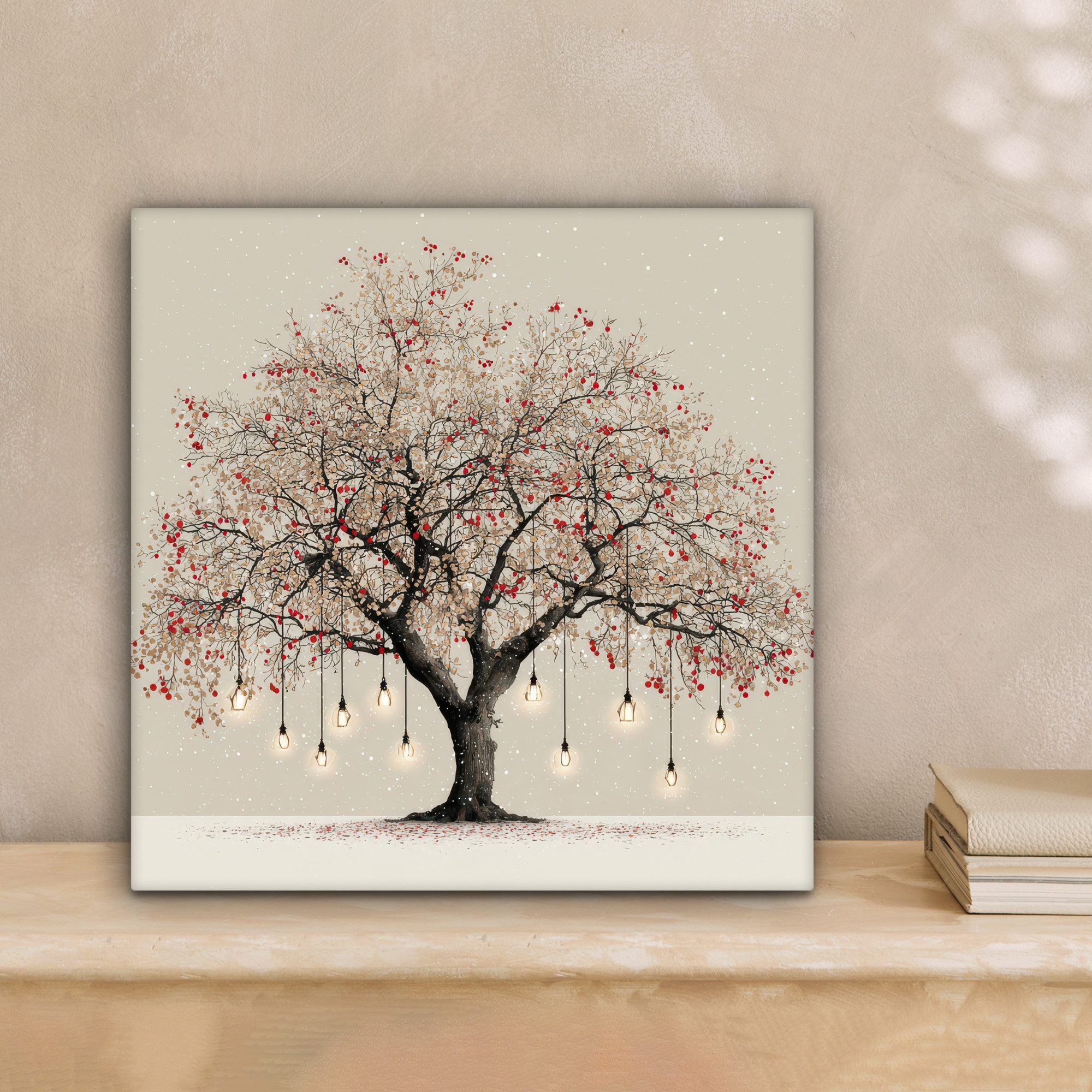 OneMillionCanvasses® Leinwandbild Lichterbaum - Winter - Weihnachten - Mehrfarbig, Fotodruck (1 St), Wandbild, Deko Schlafzimmer Wohnzimmer Flur 20x20 cm