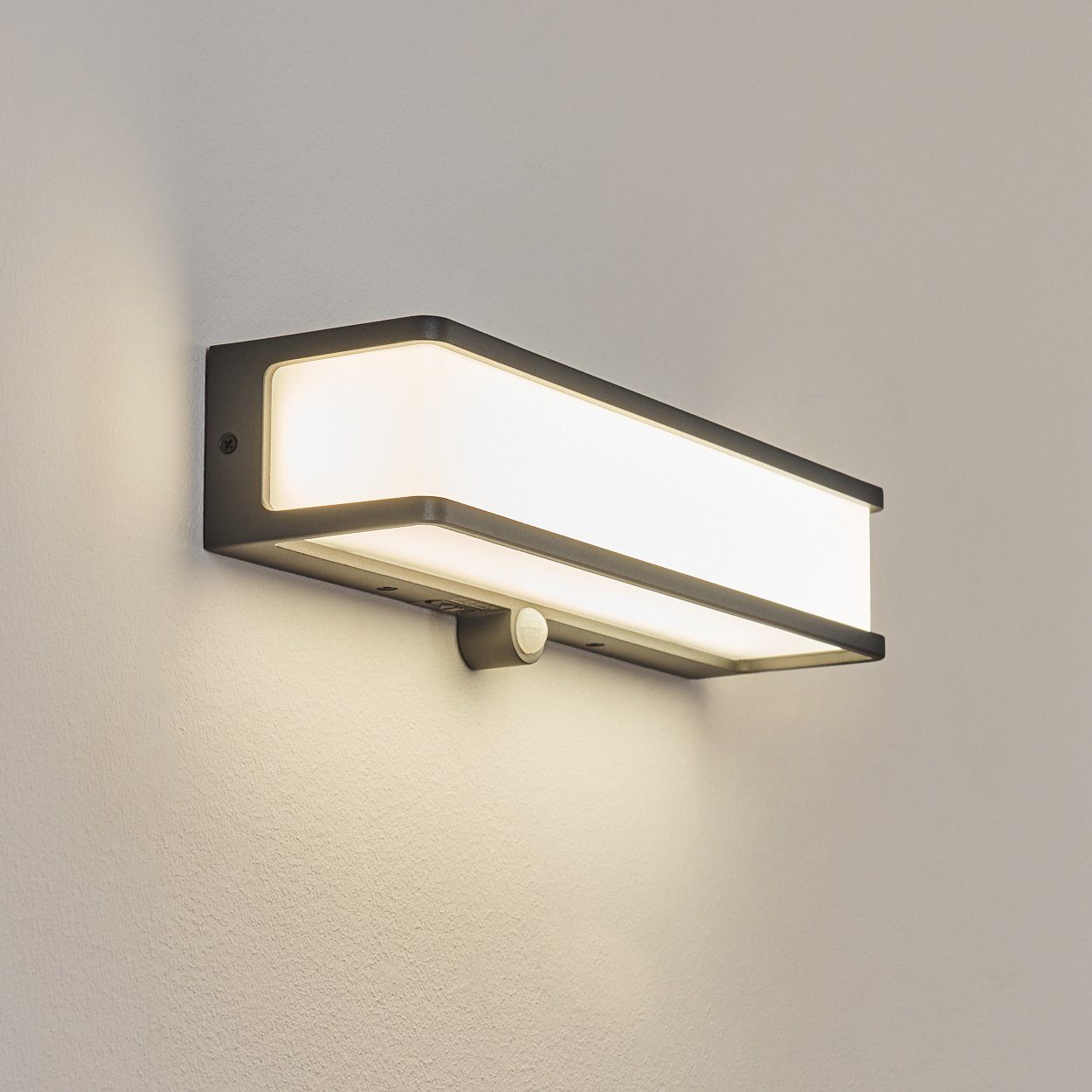 Anthrazit/Weiß, Kelvin, in aus IP54 LED, Außenlampe 4000 »Sorianello« moderne hofstein Lichteffekt, Außen-Wandleuchte Lumen, Bewegungsmelder, 1800 Metall An-/Ausschalter,