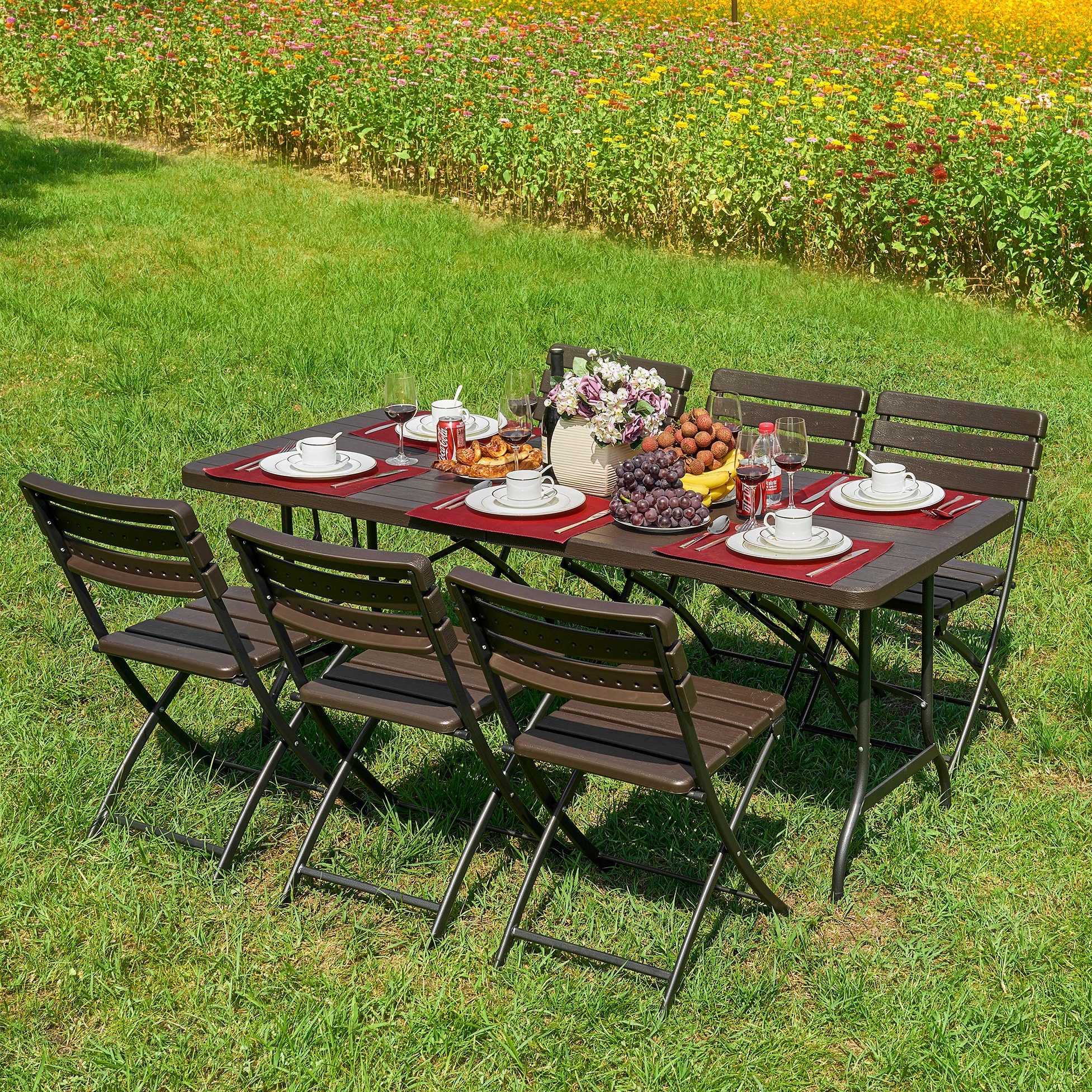 Garden Pleasure Klapptisch Tabora Rechteckig Braun 180 cm x 74,5 cm günstig online kaufen