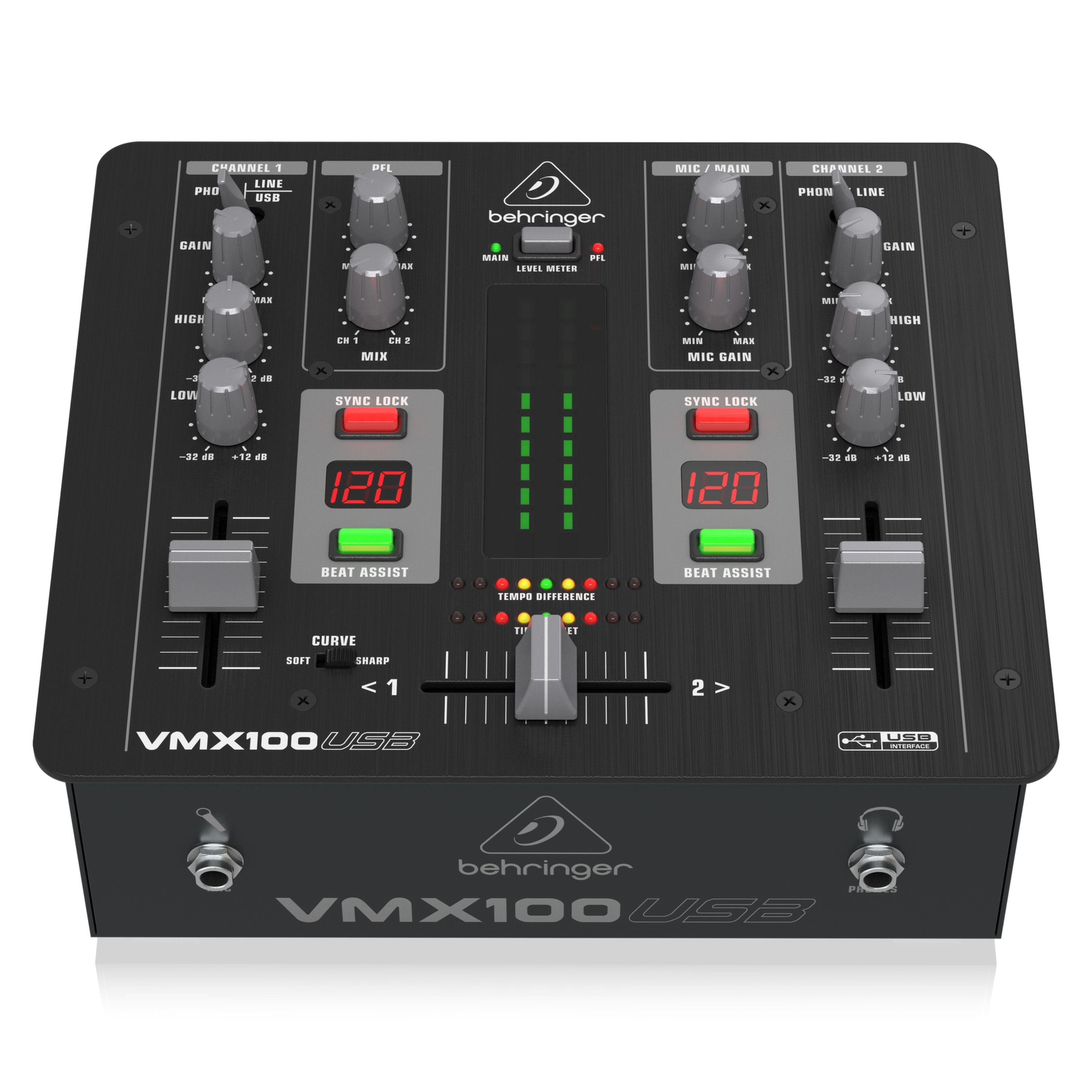 Behringer Mischpult, (DJ-Mixer, 2 Kanal DJ-Mixer), VMX100USB - DJ Mixer