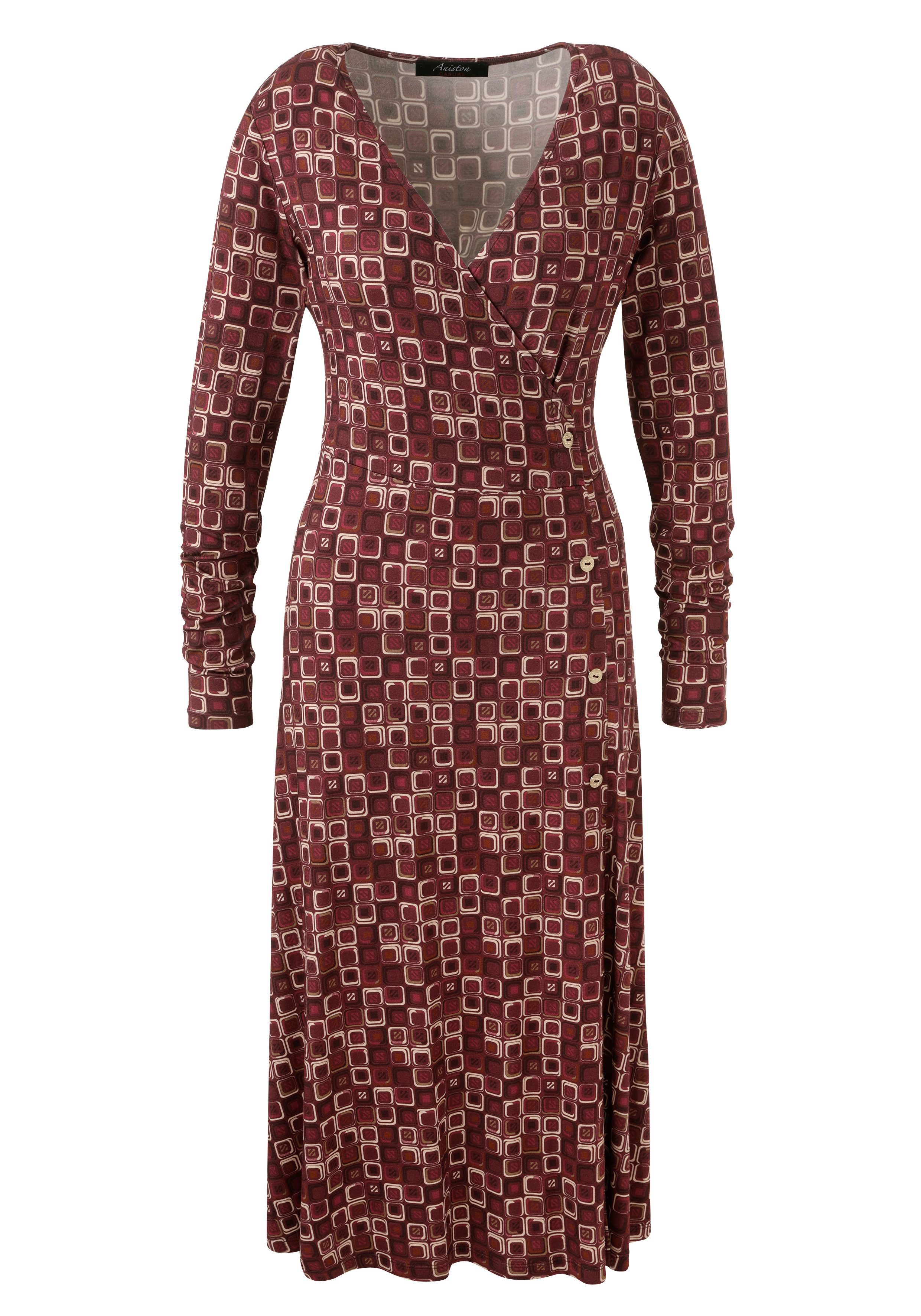 Aniston CASUAL Jerseykleid mit farbharmonischem Retro-Muster
