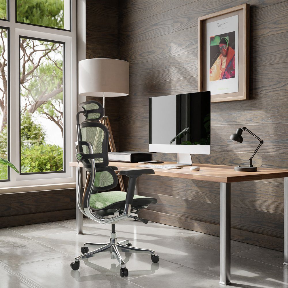hjh ergonomisch St), Luxus Bürostuhl (1 OFFICE Chefsessel Grün Netzstoff ERGOHUMAN Drehstuhl I