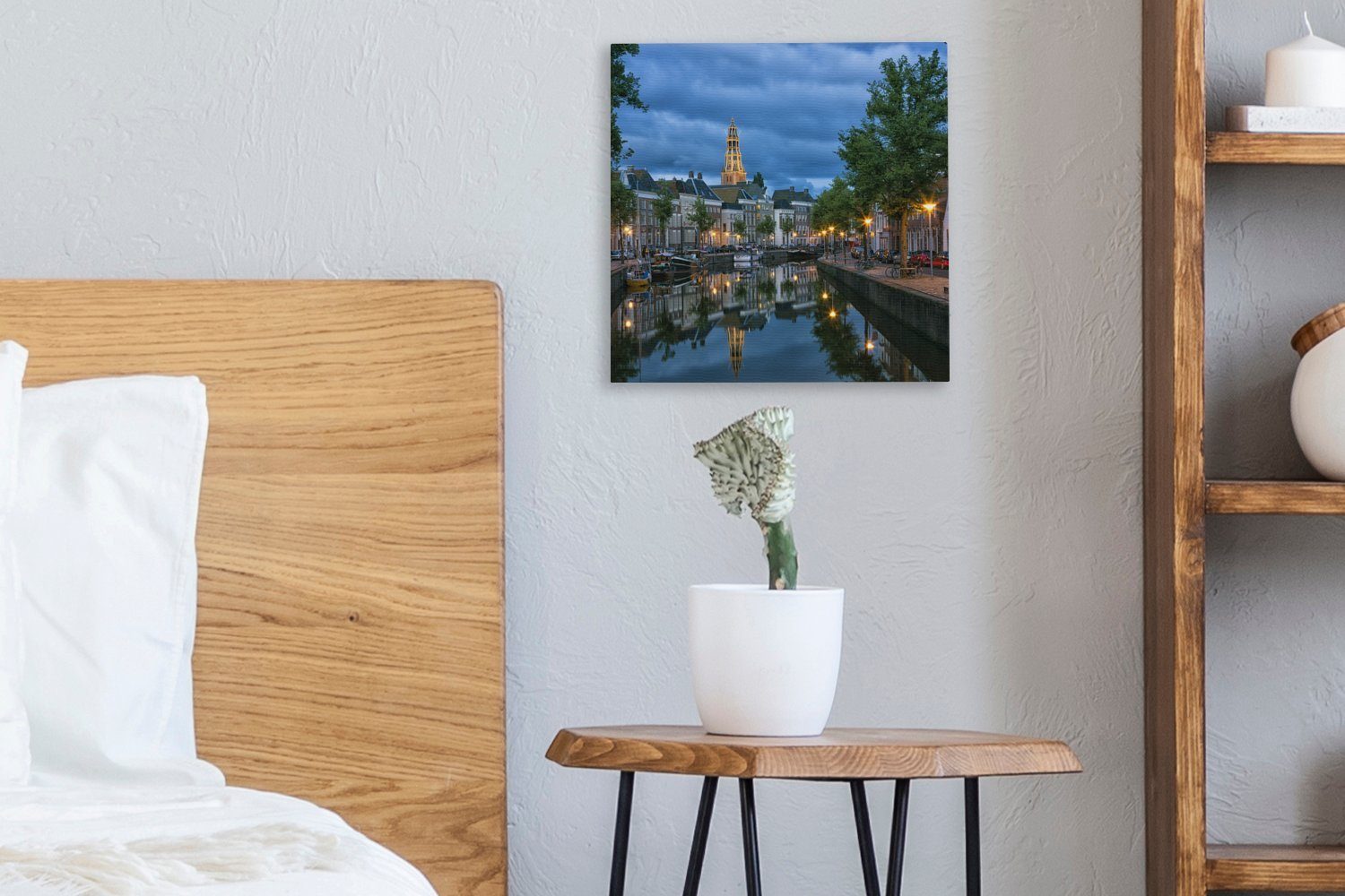 Grachtenpand, St), für Wohnzimmer Bilder Leinwand Leinwandbild (1 Schlafzimmer Groningen OneMillionCanvasses® -
