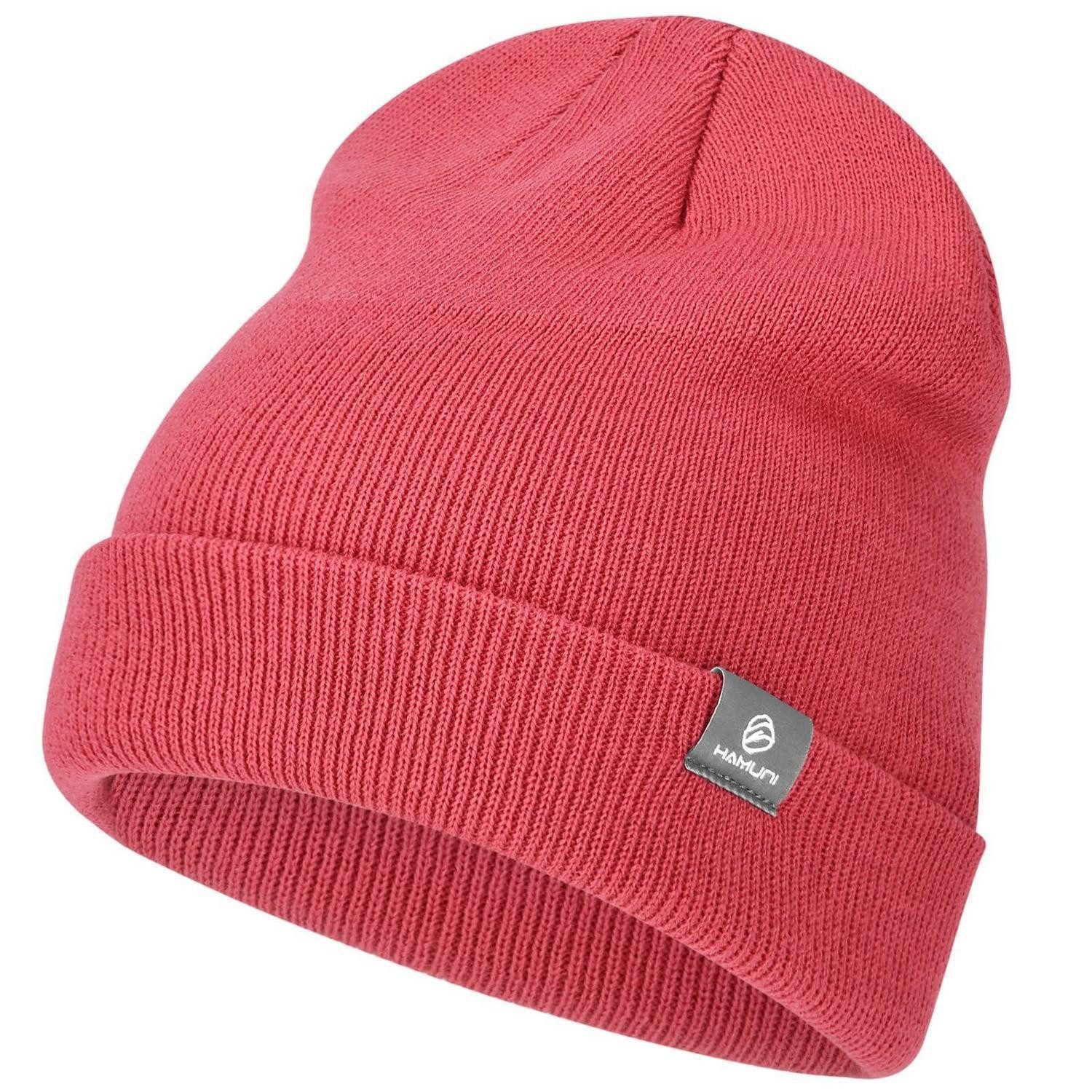 Strickmütze Beanie Strickmütze Herren Damen Unisex Winter Acryl Rot