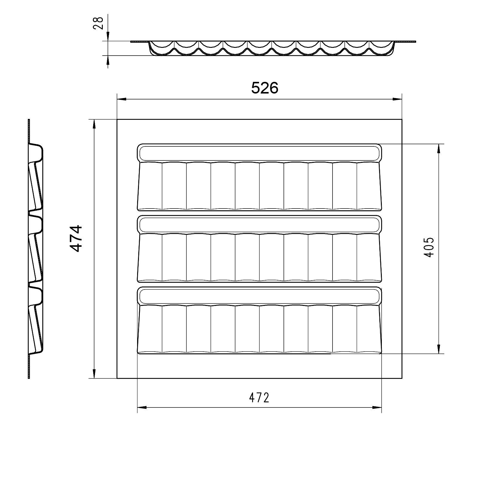 SO-TECH® Schubladeneinsatz ORGA-BOX® Gewürzgläsereinsatz, für 60er Schrankbreite, 513 x 28 x 473 mm schiefergrau kompatibel Tandembox Optifit – Bild 4 von 5