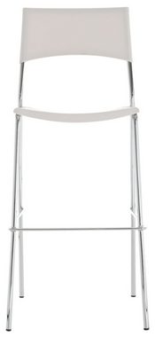 TPFLiving Barhocker Gent (mit leicht abgerundeter Rückenlehne - Hocker für Theke & Küche), Vierfuß-Gestell - chromfarbener Stahl - Sitzfläche: Kunststoff Weiß