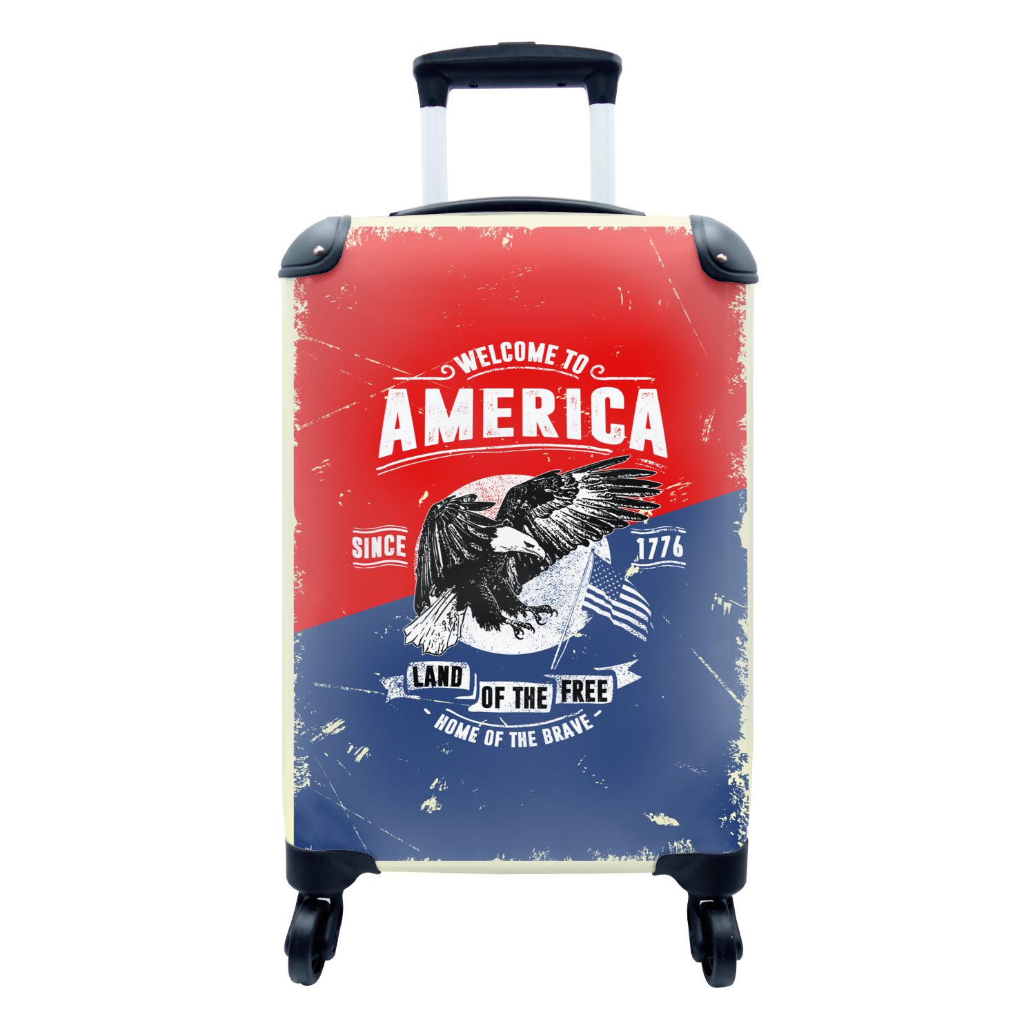 MuchoWow Handgepäckkoffer Jahrgang - Vogel - Amerika, 4 Rollen, Reisetasche mit rollen, Handgepäck für Ferien, Trolley, Reisekoffer