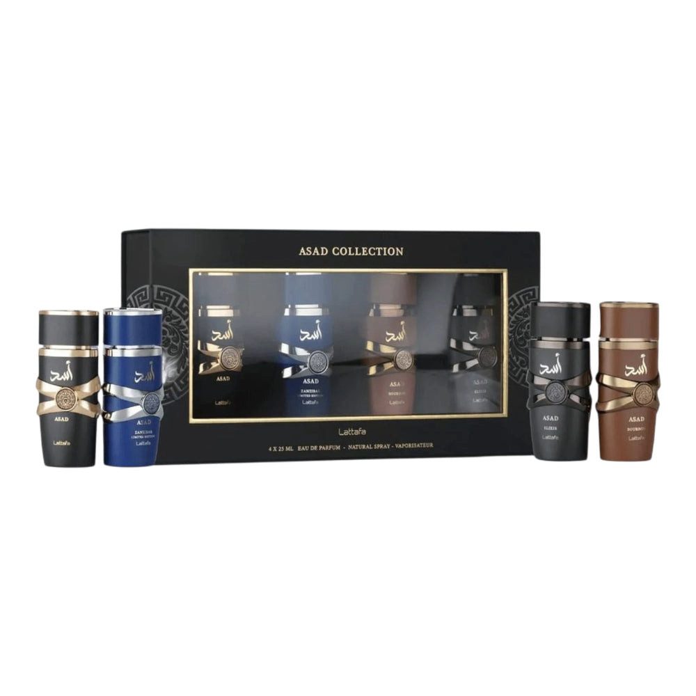 Lattafa Eau de Parfum Asad SET Elixir, Bourbon, Zanzibar Eau de Parfum 4x25 ml