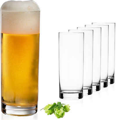 PLATINUX Bierglas »Hohe Biergläser«, Glas, 500ml (max. 630ml) Set 6-Teilig Kölschglas Spülmaschinengeeignet