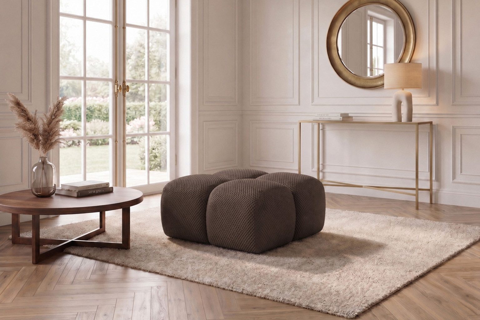 Kaiser Möbel Hocker Pouf für das Wohnzimmer, Stoff Sonic 3D, AVERRO (Pouf), Bubble-Design,Premium-Optik,kombinierbar mit AVERRO-Kollektion