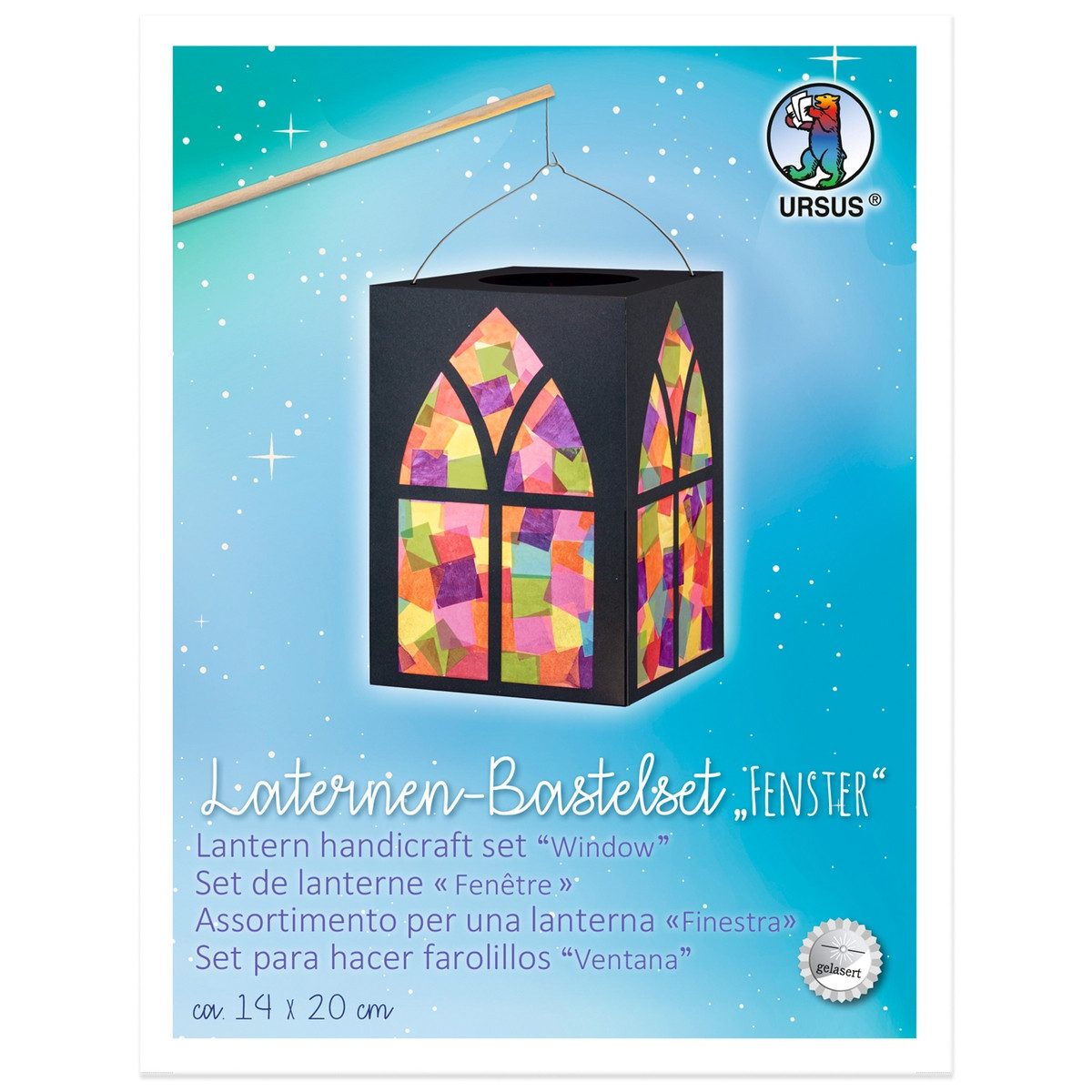 URSUS Papierlaterne URSUS Laternen Bastelset Fenster 14x20cm