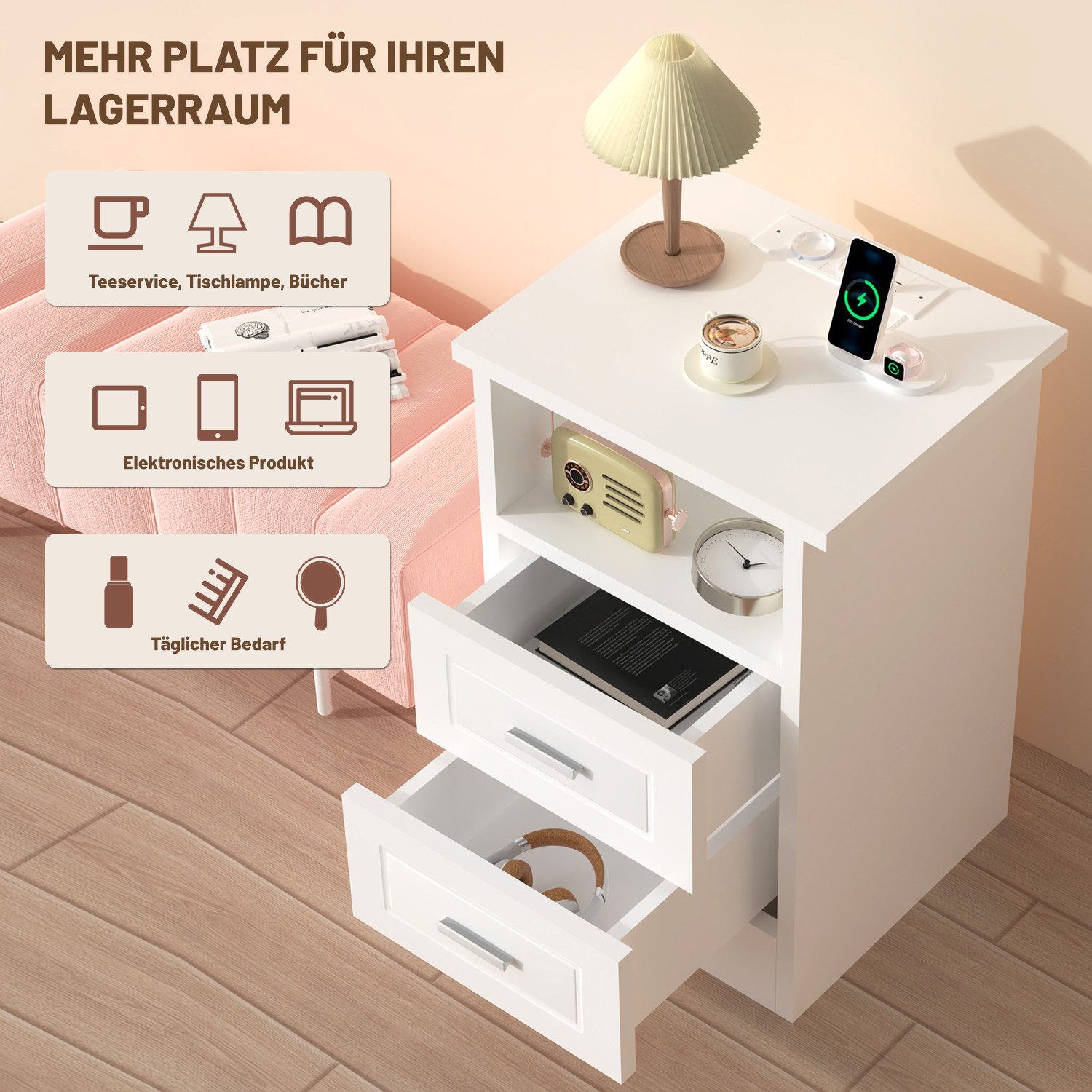 oyajia Nachttisch mit Beleuchtung LED und günstig online kaufen