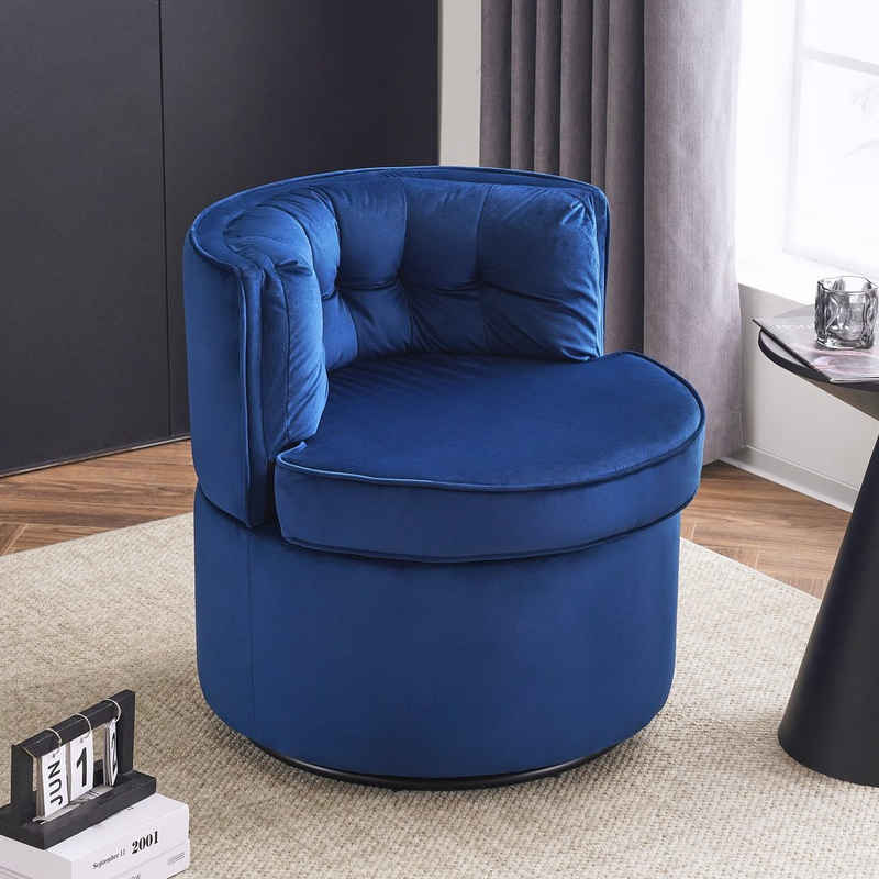 Merax Drehsessel mit Sitzkissen, Einzelsessel aus Samt, Loungesessel mit 360° Drehfunktion, Polstersessel, Einzelsofa
