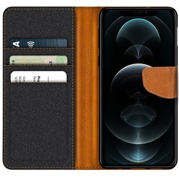 CoolGadget Handyhülle Denim Schutzhülle Flip Case für Apple iPhone 12 / 12 Pro 6,1 Zoll, Book Cover Handy Tasche Hülle für iPhone 12, iPhone 12 Pro Klapphülle