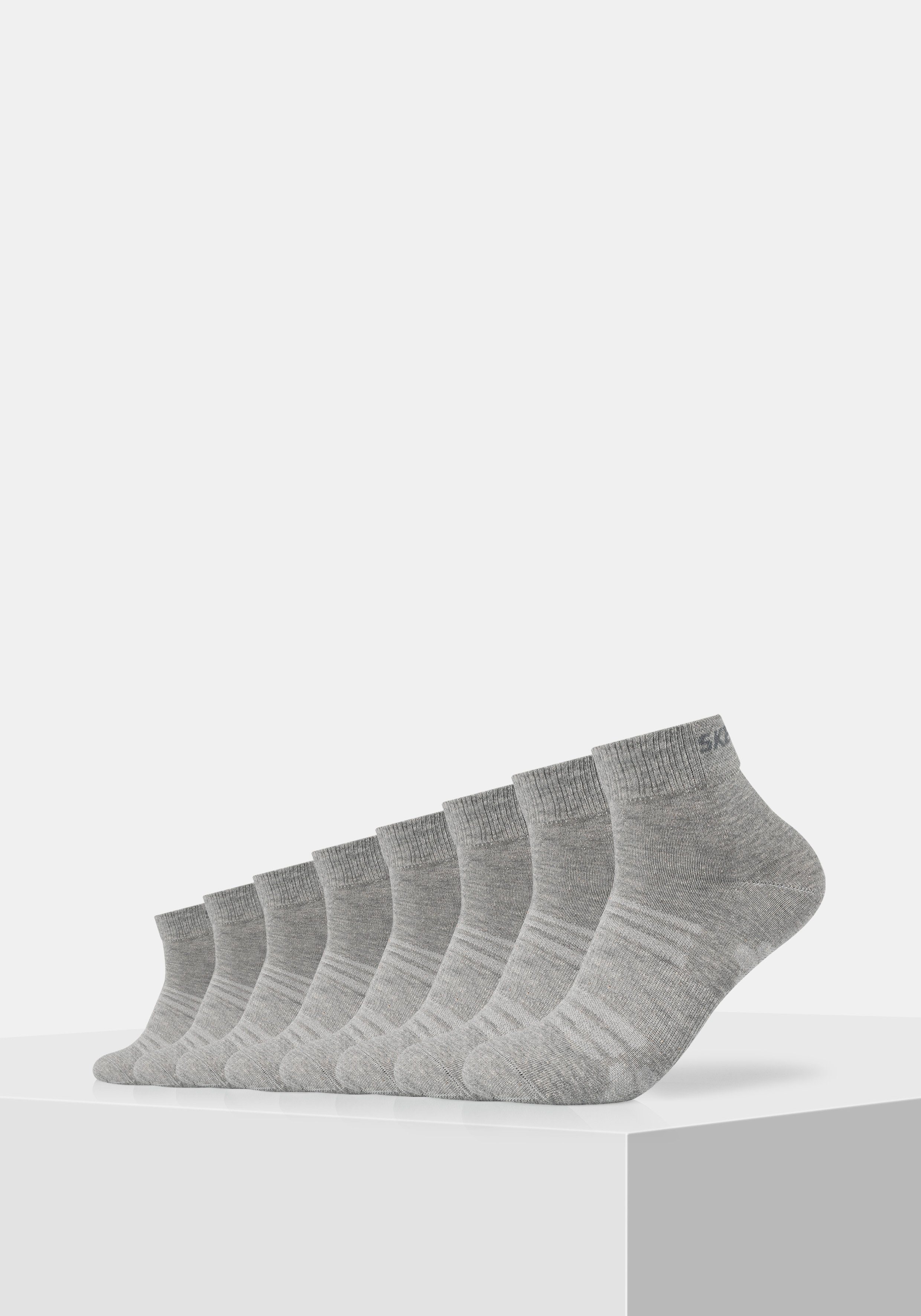 mit (8-Paar) Socken 8er-Pack grau, schickem meliert Markenschriftzug im Skechers