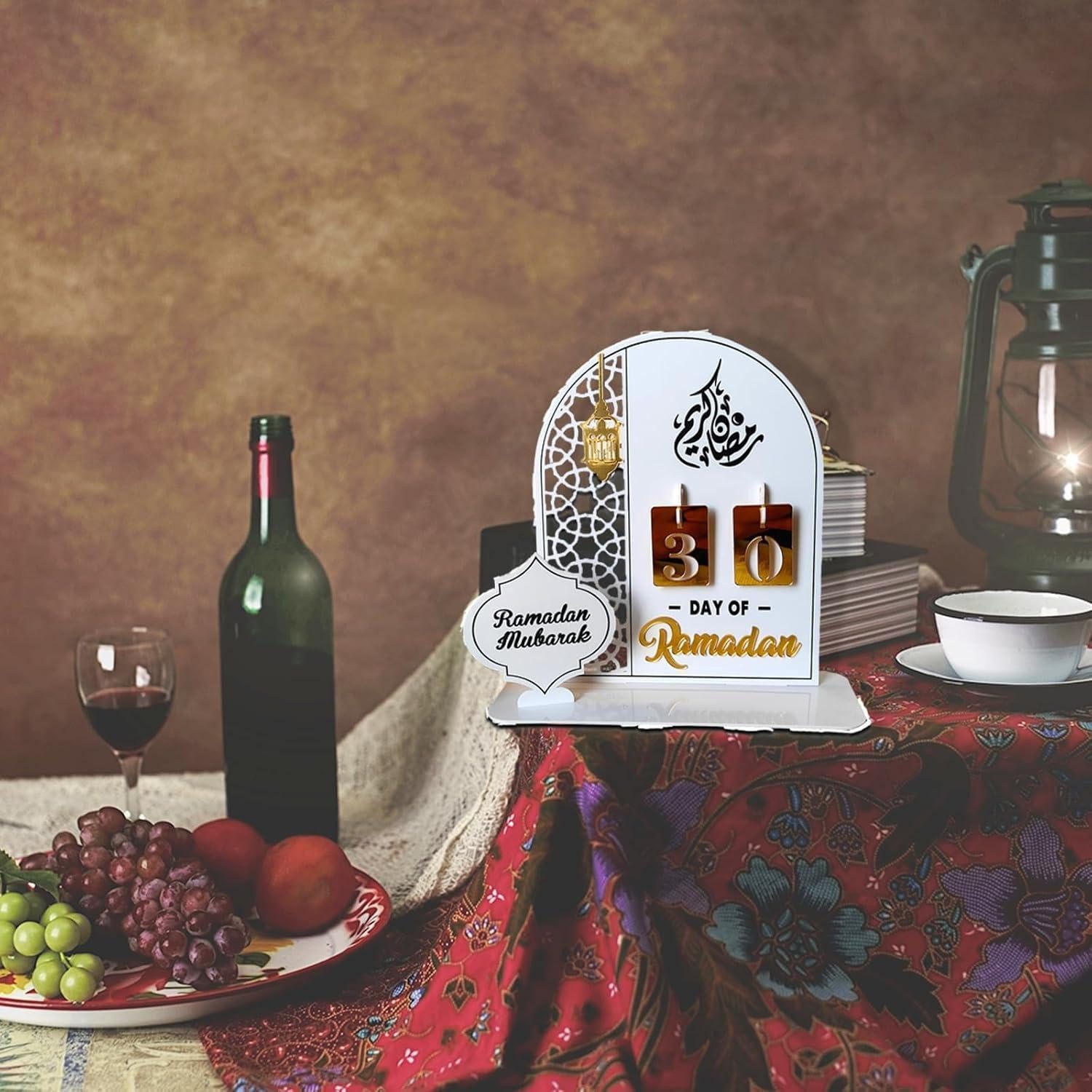 LuxusKollektion Adventskalender Adventskalender Ramadan Countdown Acryl Ornament Eid weiß+gold