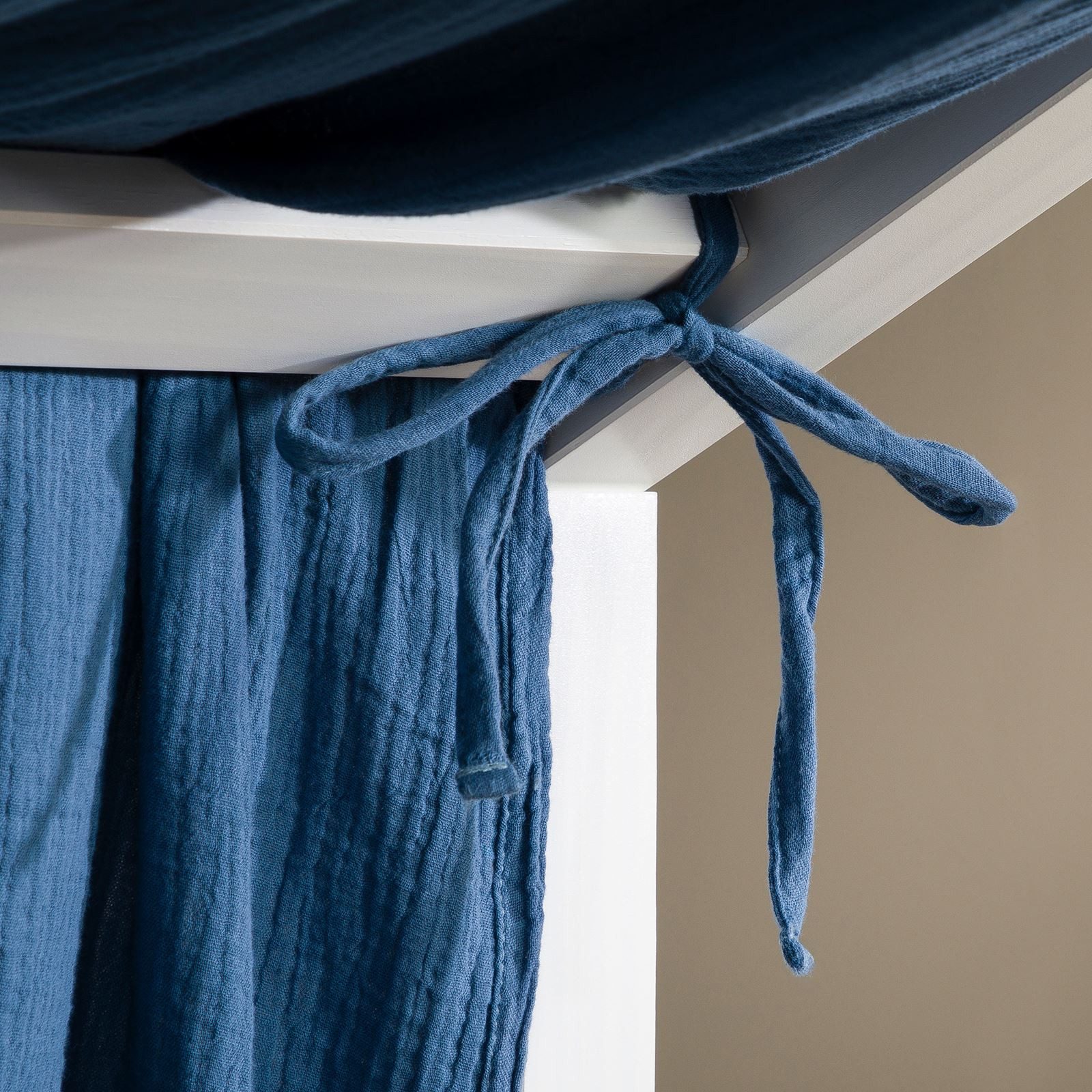 IDIMEX Betthimmel LIAN, Betthimmel Hausbett Deko, Musselin Baldachin aus 100% Baumwolle blau