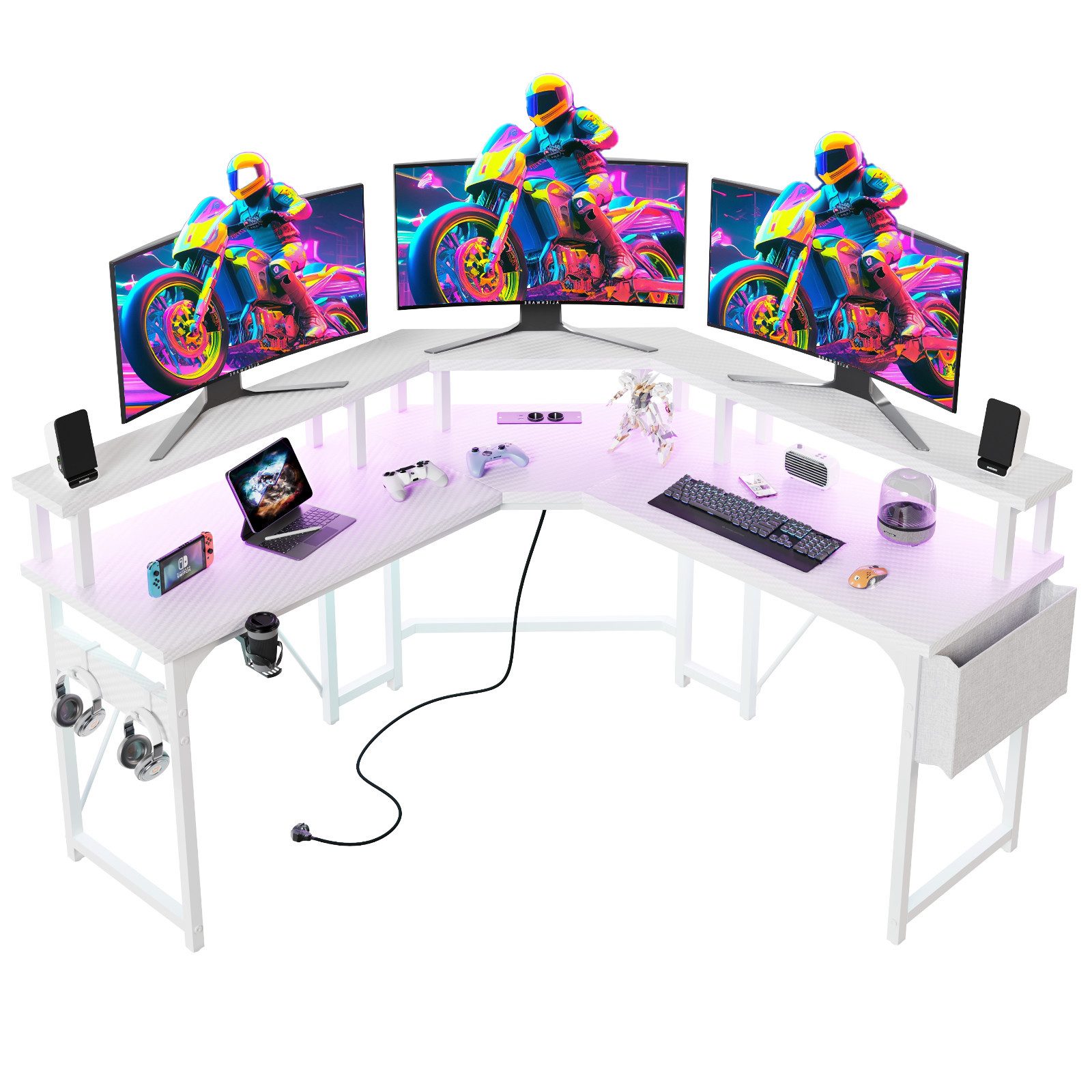 HOMALL Eckschreibtisch 153*153CM Eckspieltisch mit LED, günstig online kaufen