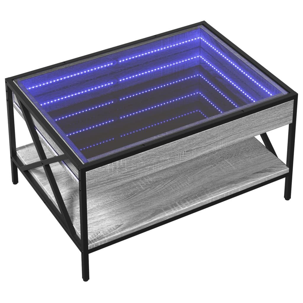 vidaXL Couchtisch Couchtisch mit Infinity-LED Grau Sonoma 70x50x38 cm (1-St)