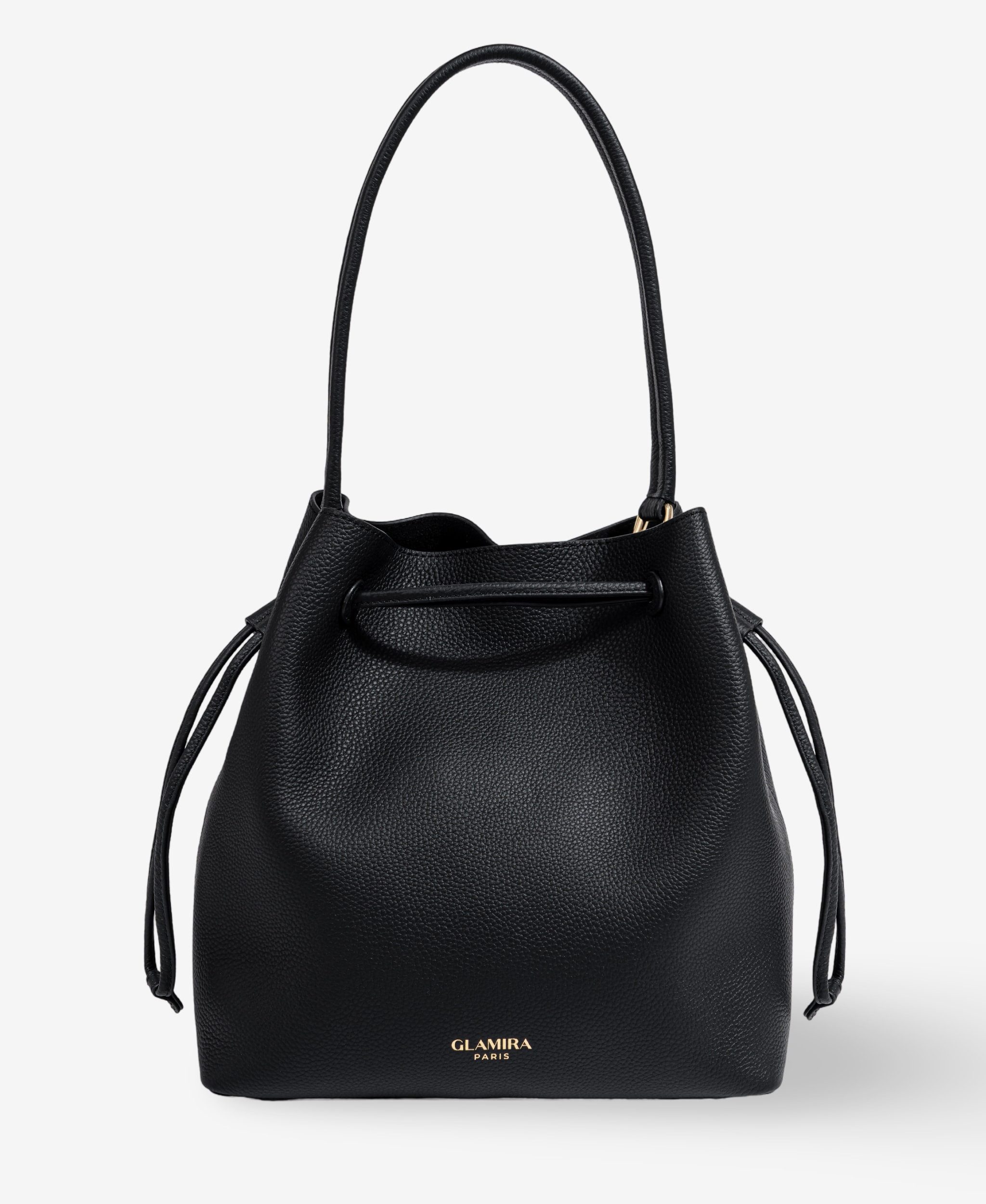GLAMIRA Schultertasche Lysandra Schwarze Schultertasche (1-tlg), echt Leder, mit geräumigem Hauptfach