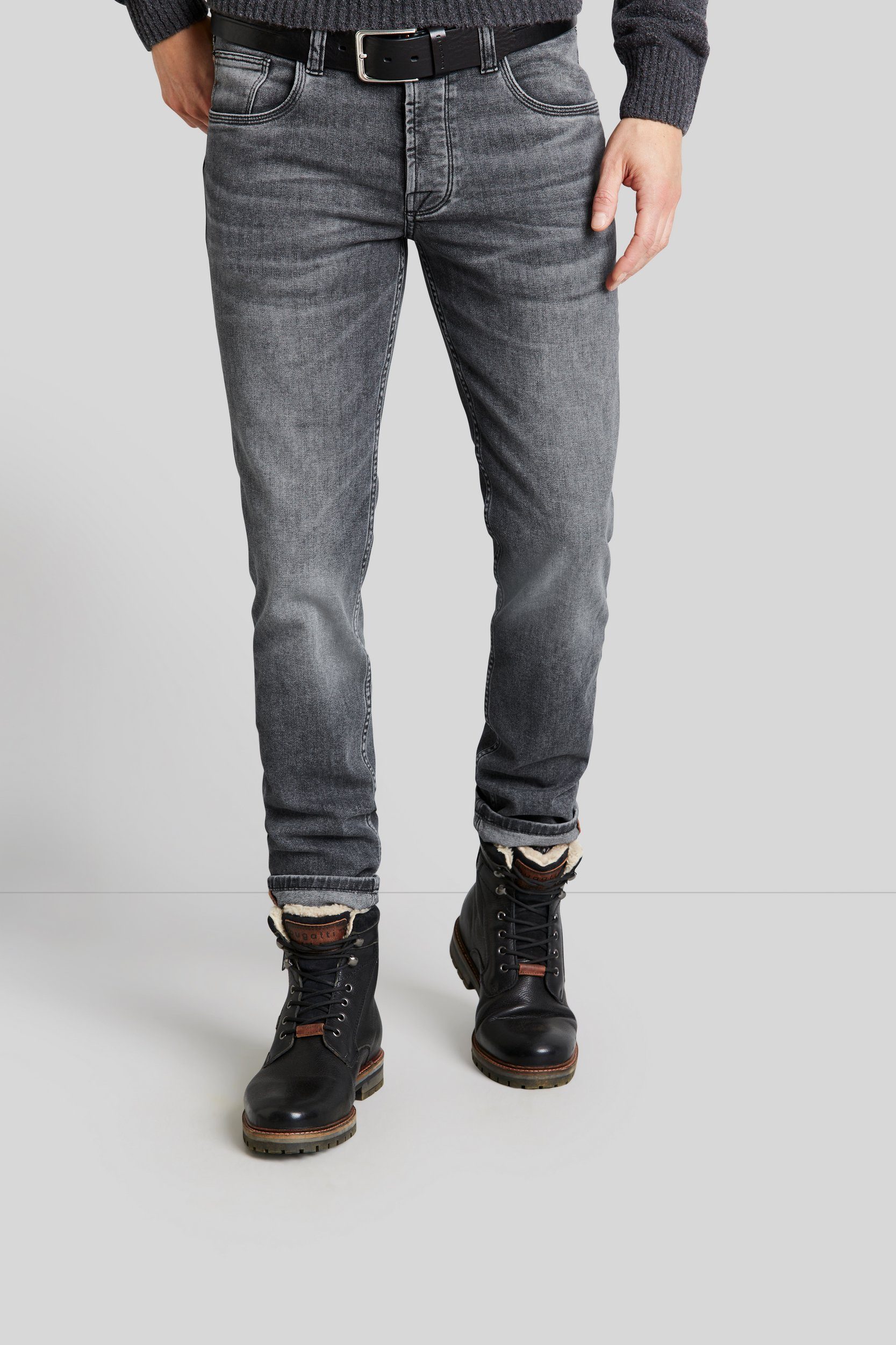 bugatti 5-Pocket-Jeans mit besonders weicher Haptik hellgrau