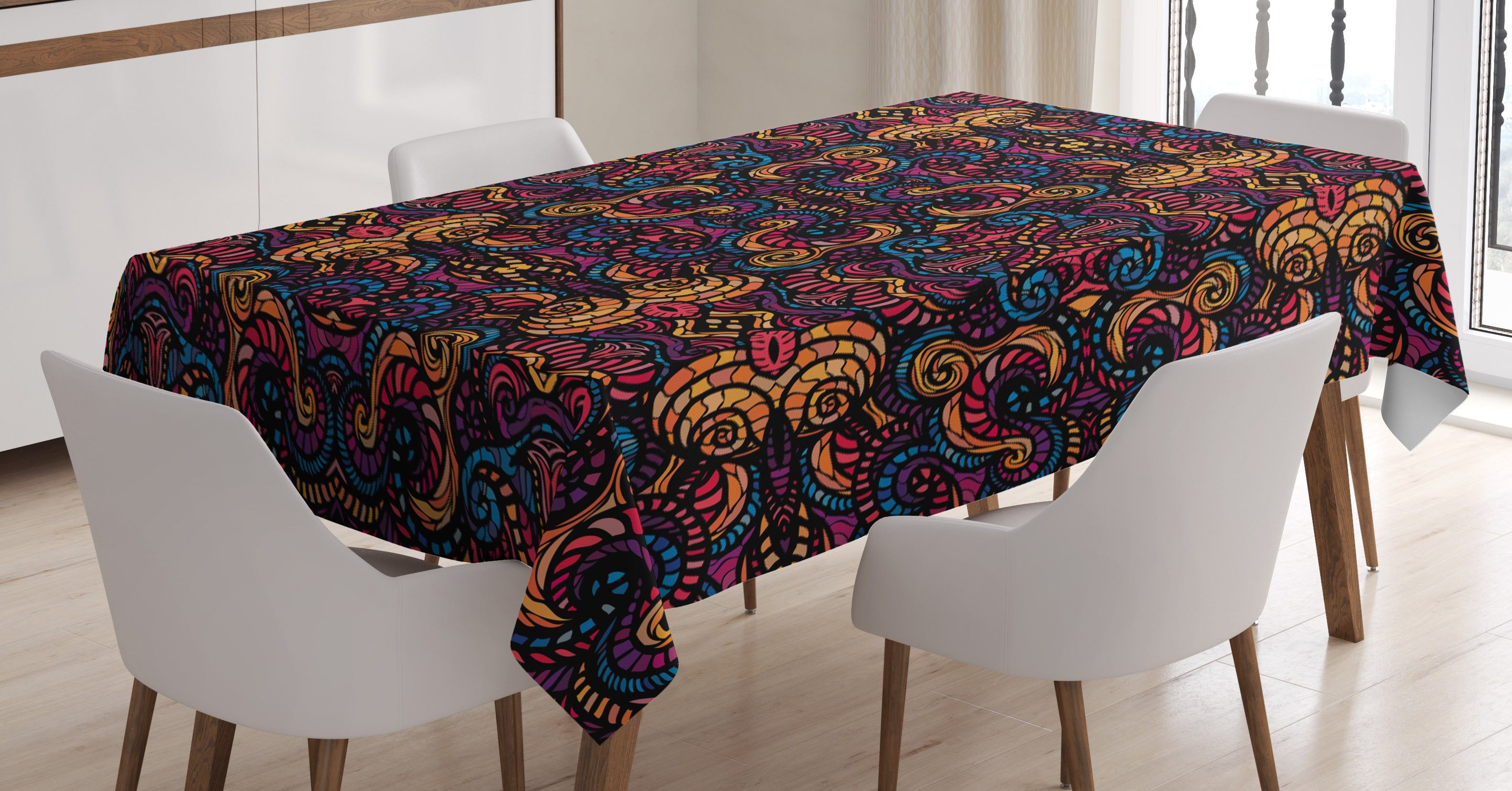 den Farben, Farbfest Abakuhaus Klare Tischdecke geeignet Blumenglasmuster Bereich Waschbar orientalisch Für Außen
