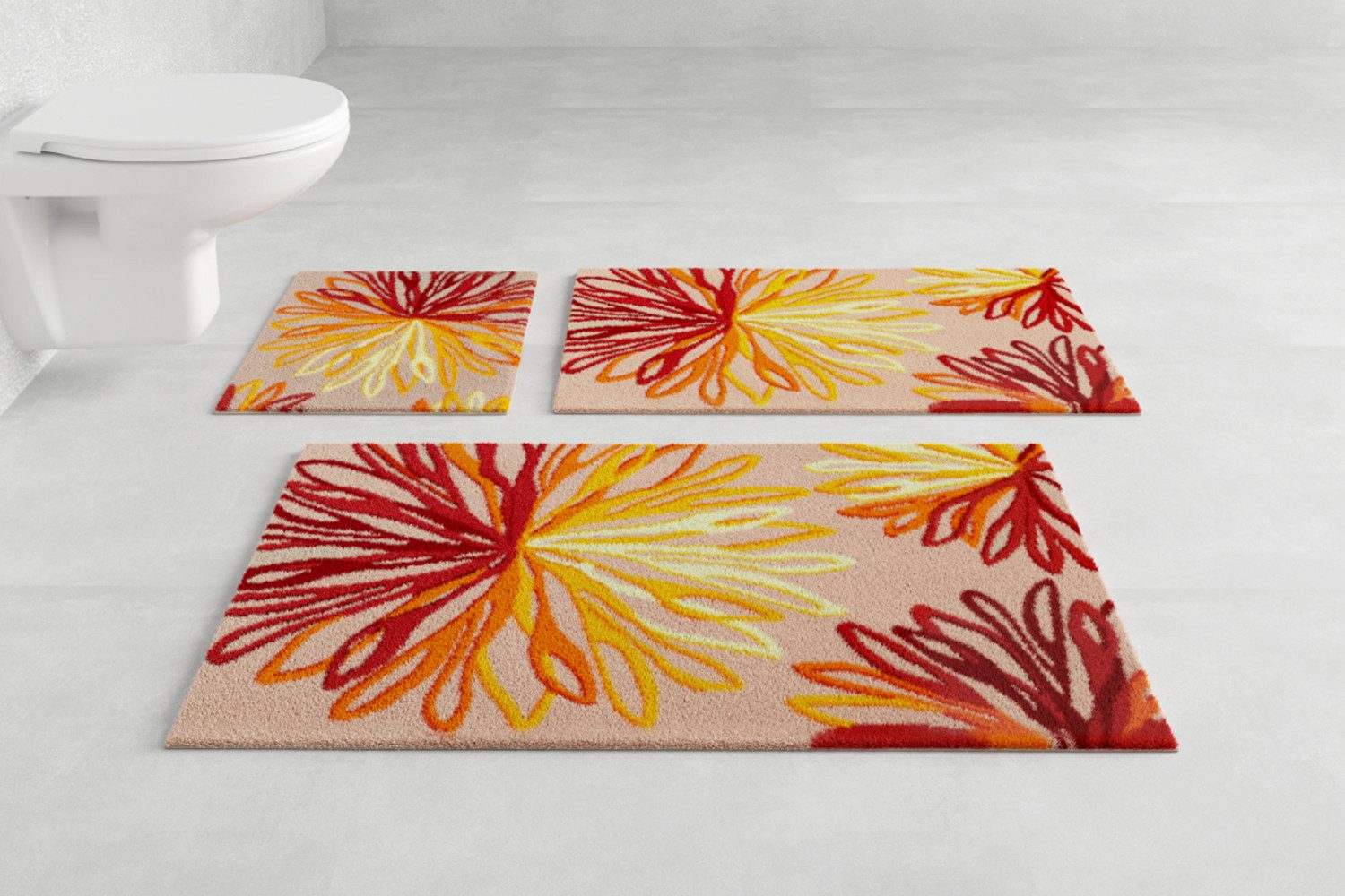 Grund Badematte Art, Höhe 20 mm, rutschhemmend beschichtet, fußbodenheizungsgeeignet, Polyacryl, florales Muster, elegante Badematte