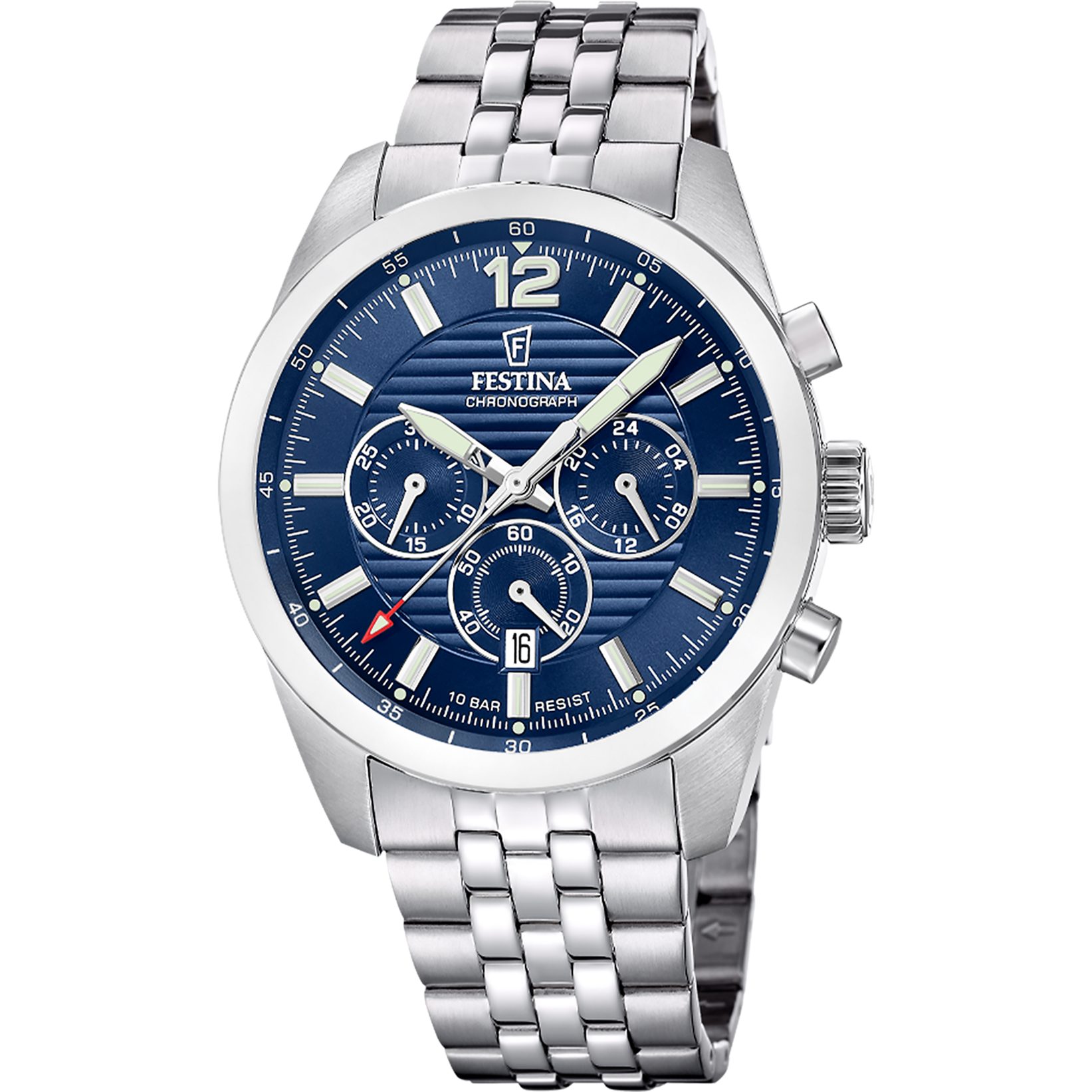 Festina Chronograph Timeless Chronograph F20742/1, Quarzuhr, Armbanduhr, Herrenuhr, Edelstahlarmband, analog, Tag