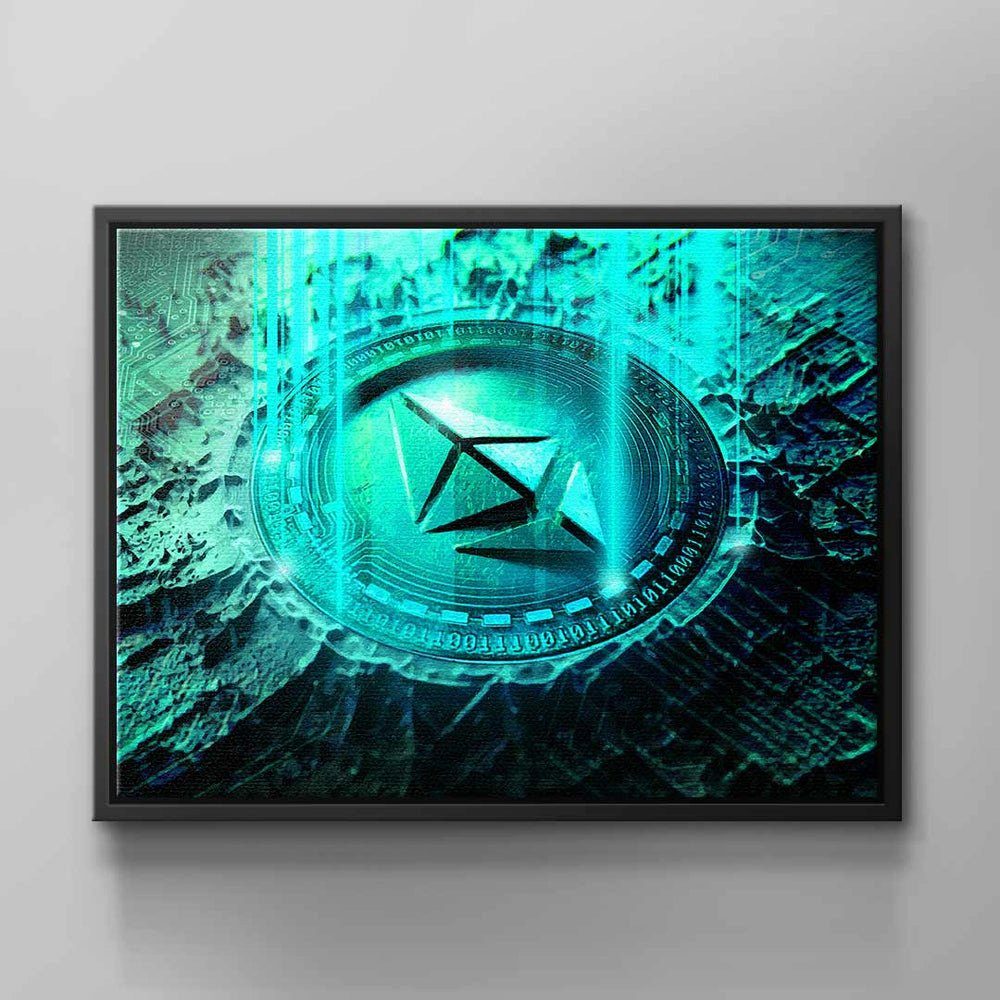DOTCOMCANVAS® Leinwandbild, Wandbild für Bitcoin & Crypto Fans von DOTCOM CANVAS weißer Rahmen