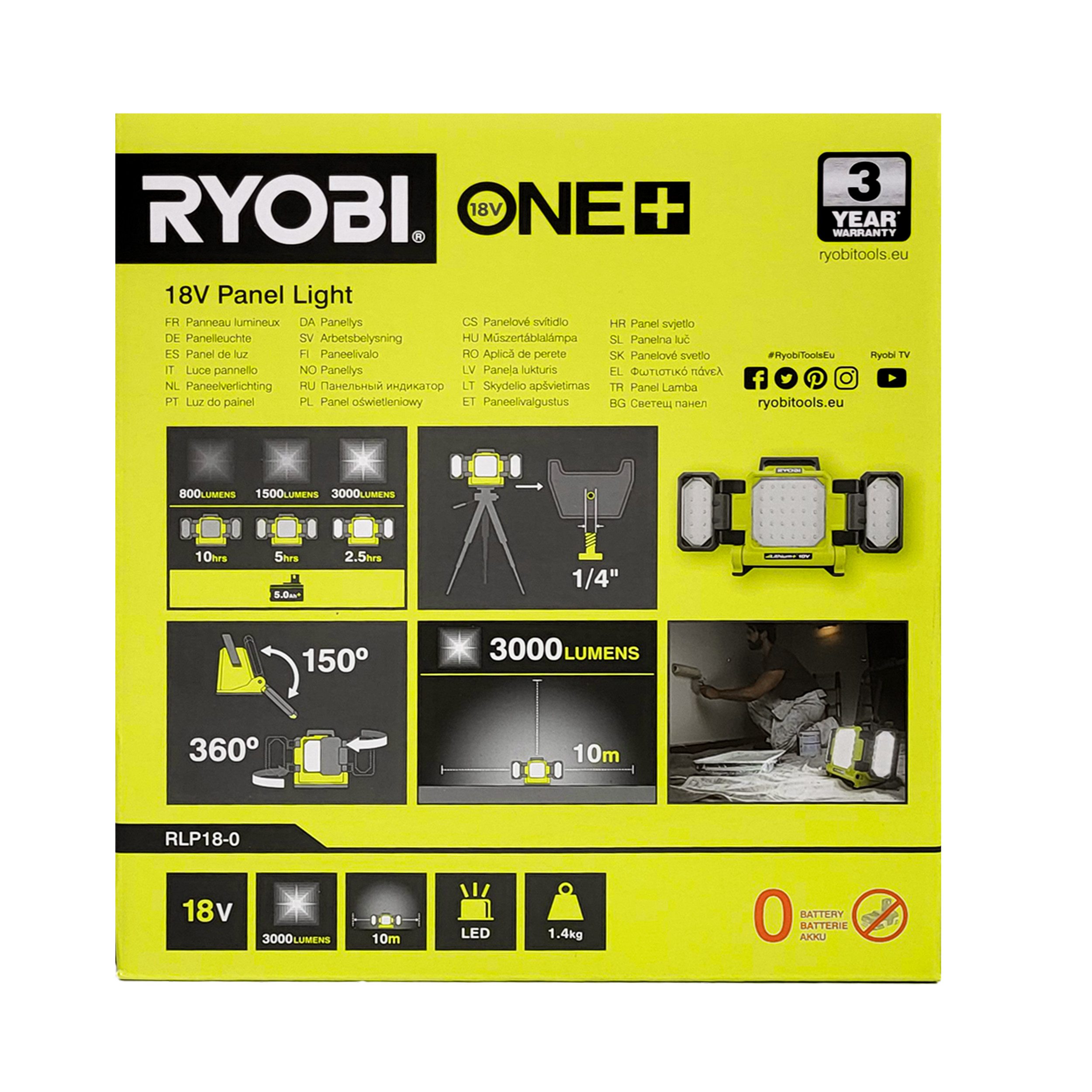 RYOBI Montage-Kit Ryobi RLP18-0 LED-Panel-Arbeitsleuchte 18 V ONE+ (ohne Akku), (1-tlg)