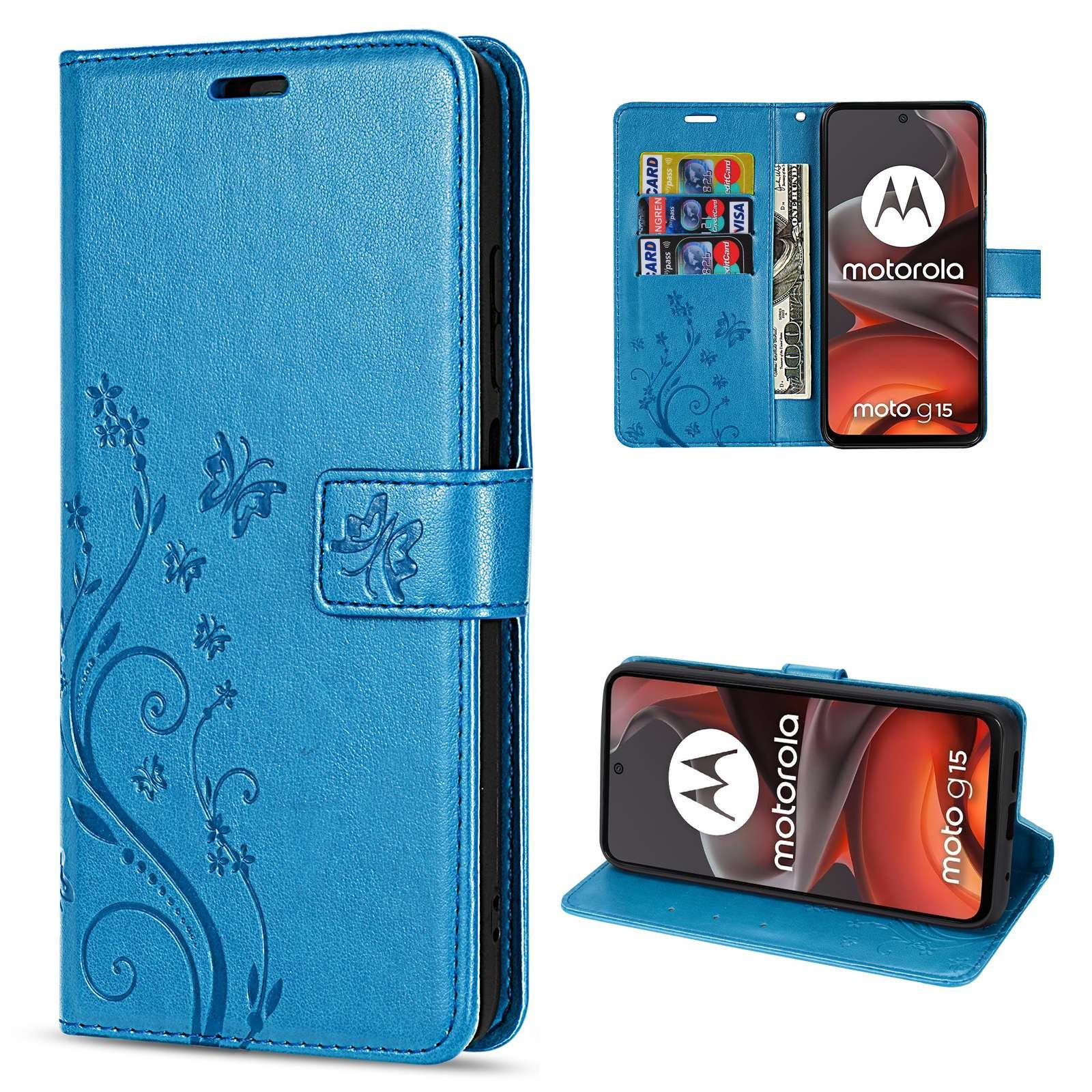 betterfon Handyhülle für Motorola Moto G15 / G15 Power Handytasche, Bookstyle-Hülle: Magnetverschluss 3 Kartenfächer & Standfunktion