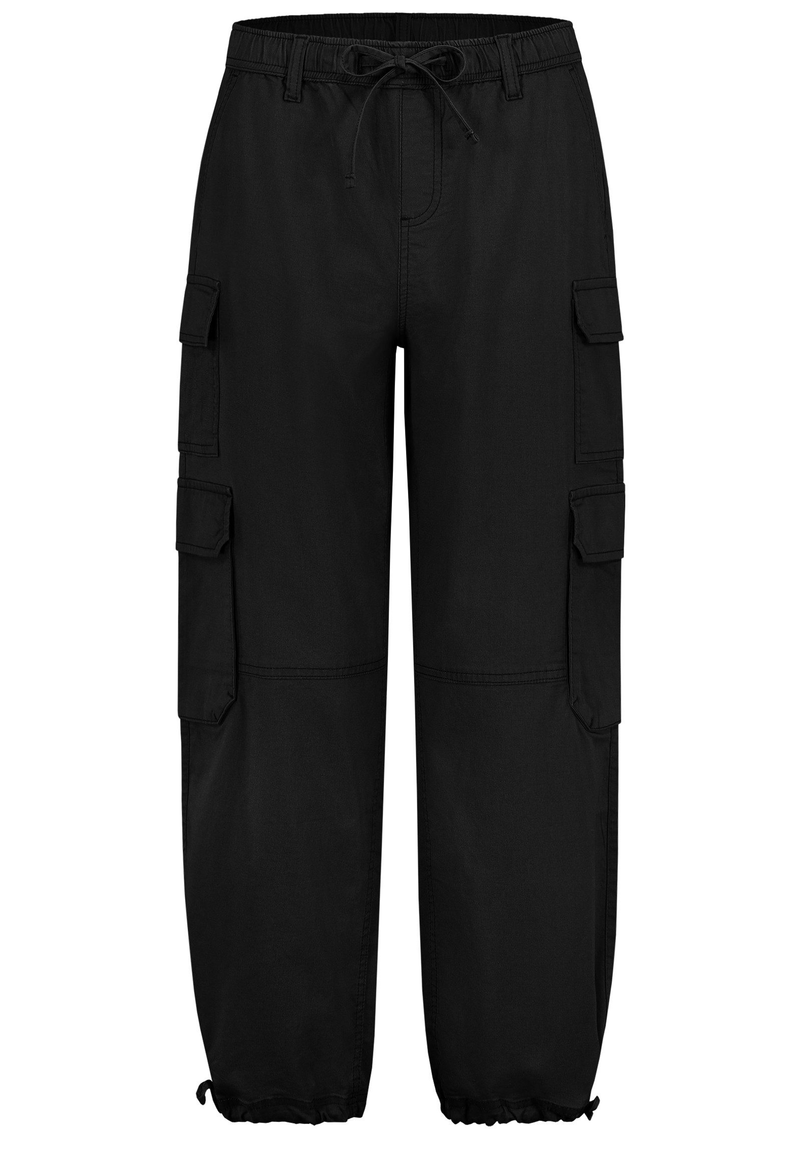 SUBLEVEL Stoffhose Bequeme Twill stretch Pants mit Kordelzug Cargo Jogger Pants